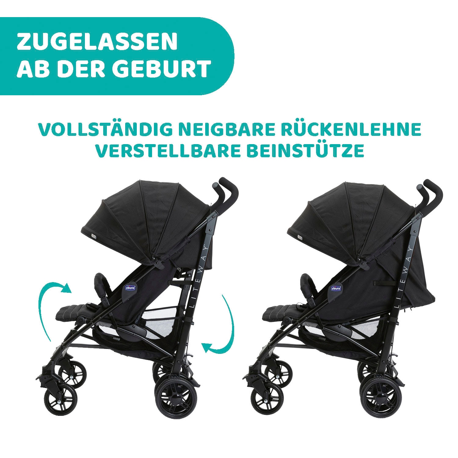 Chicco Sportbuggy »Lite Way4, Jet Black«, 22 kg, mit Aluminium-Rahmen