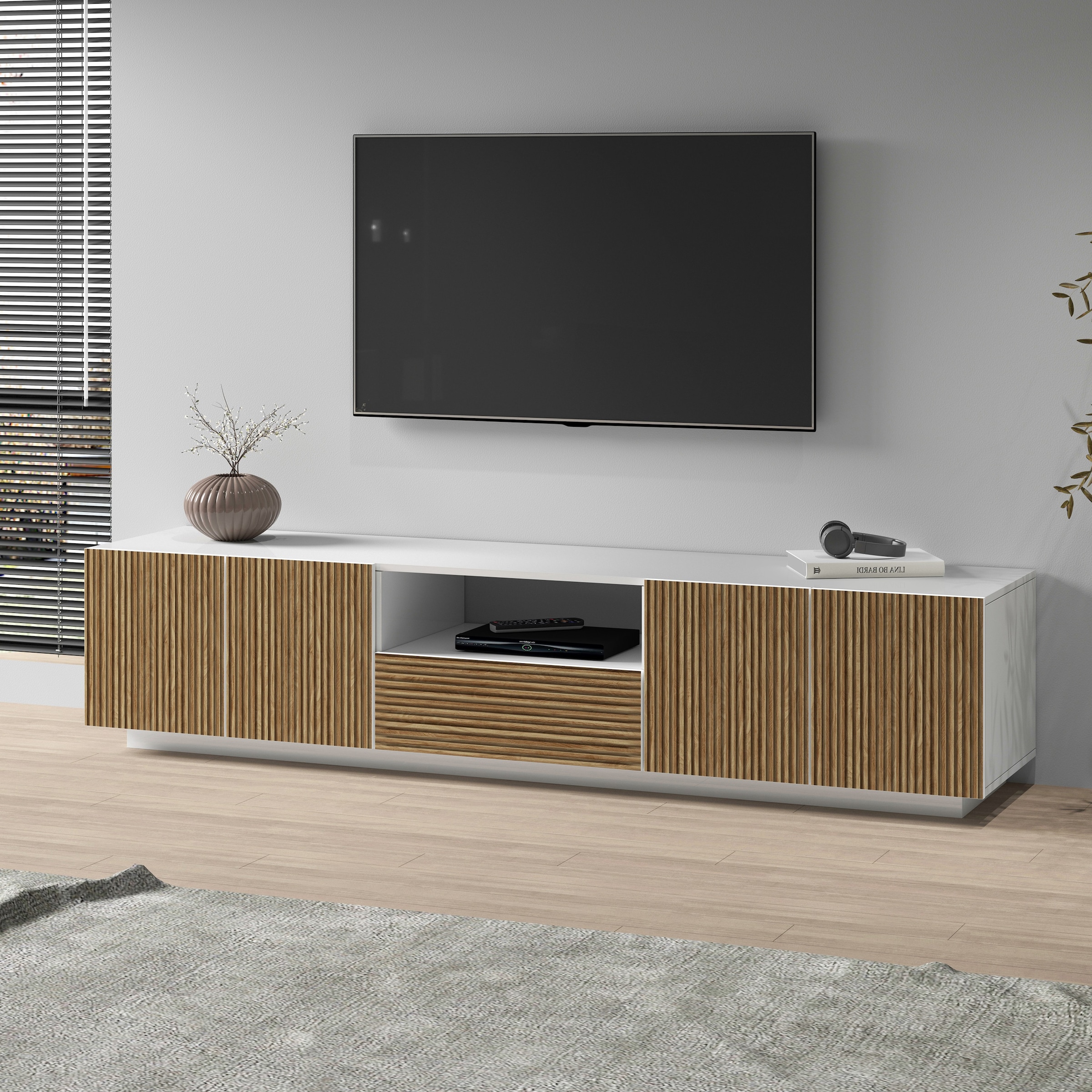 Image of Home affaire Lowboard "Vega,Lowboard,TV Board,TV Schrank,220 cm" mit 4 Türen und 1 Schublade,Fronten mit Rillen-Optik