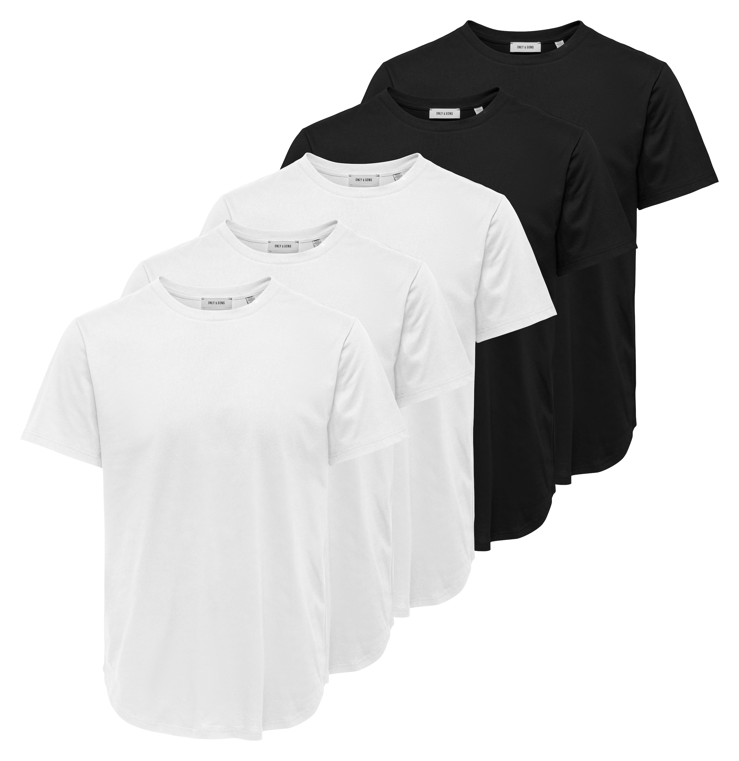 ONLY & SONS Shirt à col rond »ONSJEFF LONGY SS TEE 5-PACK OTL« Paquet, 5