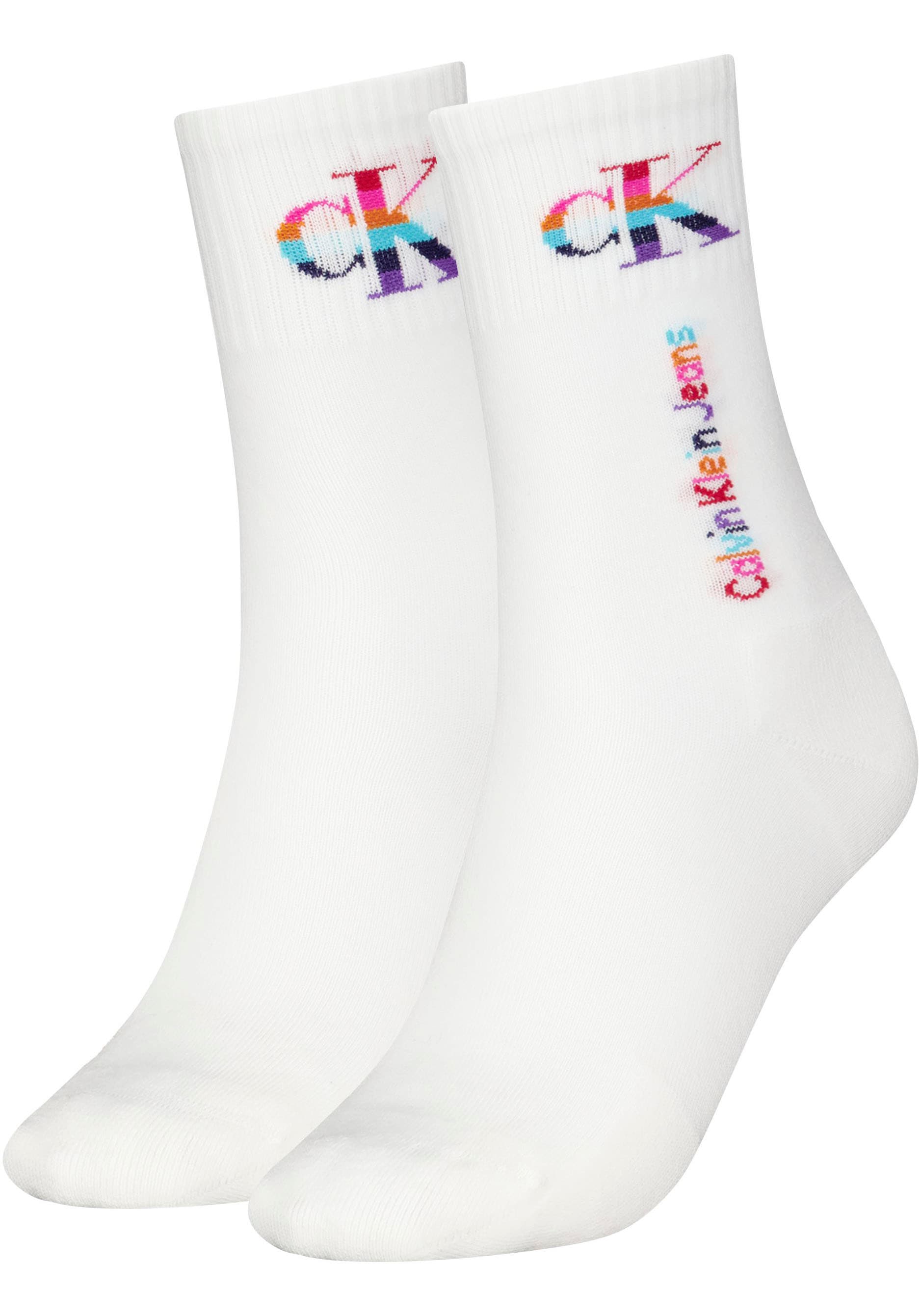 Calvin Klein Socken »CKJ WOMEN SOCKS PRIDE«, (Packung, 2 Paar), Regenbogen-Logo