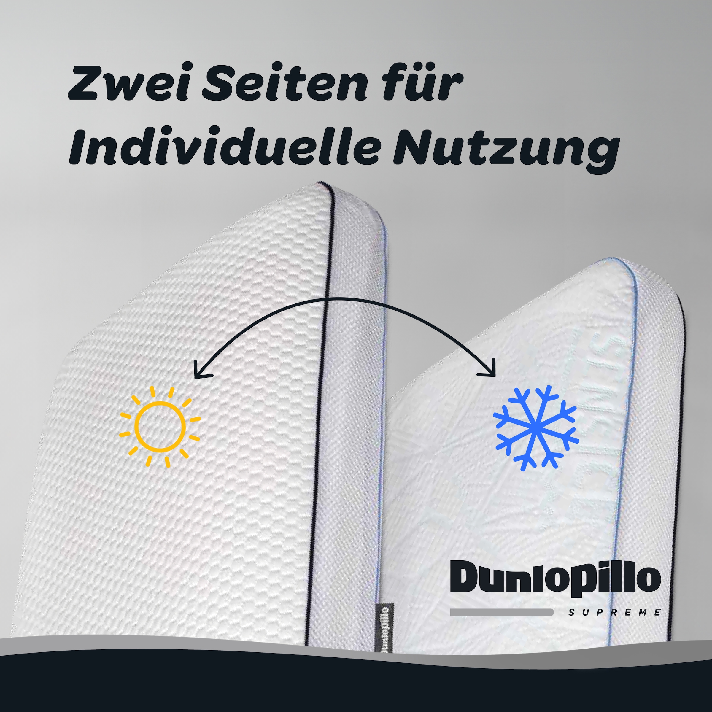 Dunlopillo Coussin pour la nuque »Clima Flex, NEUHEIT Viskoschaum mit kühlender & wärmender Seite« dimensions 60 x 50 x 15 cm, personnalisable : avec trois inserts