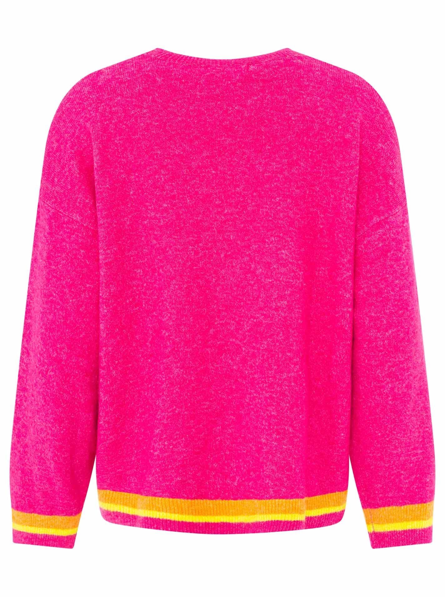 Zwillingsherz Pull en tricot »"GOOD VIBES"« farbiger Schriftzug, gestreifte Neon-Bündchen, Rundhals, Strick