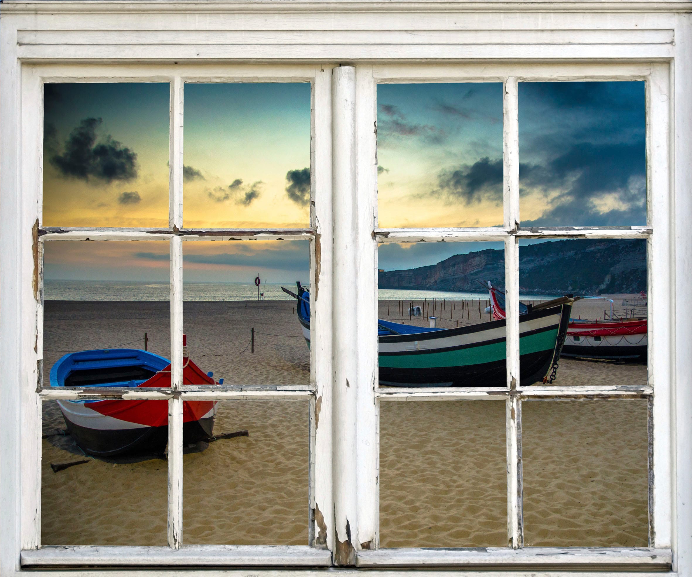 Image of queence Wandsticker "Boote am Strand" Wandsticker, Wandbild, selbstklebend, 3D, Fenster