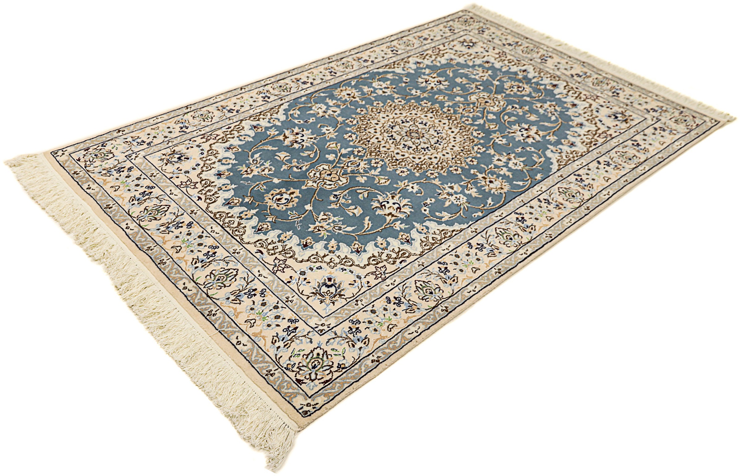 Image of morgenland Orientteppich »Perser - Nain - Royal - 204 x 128 cm - dunkelblau«, rechteckig, 10 mm Höhe, Wohnzimmer, Handgeknüpft, Einzelstück mit Zertifikat bei Ackermann Versand Schweiz