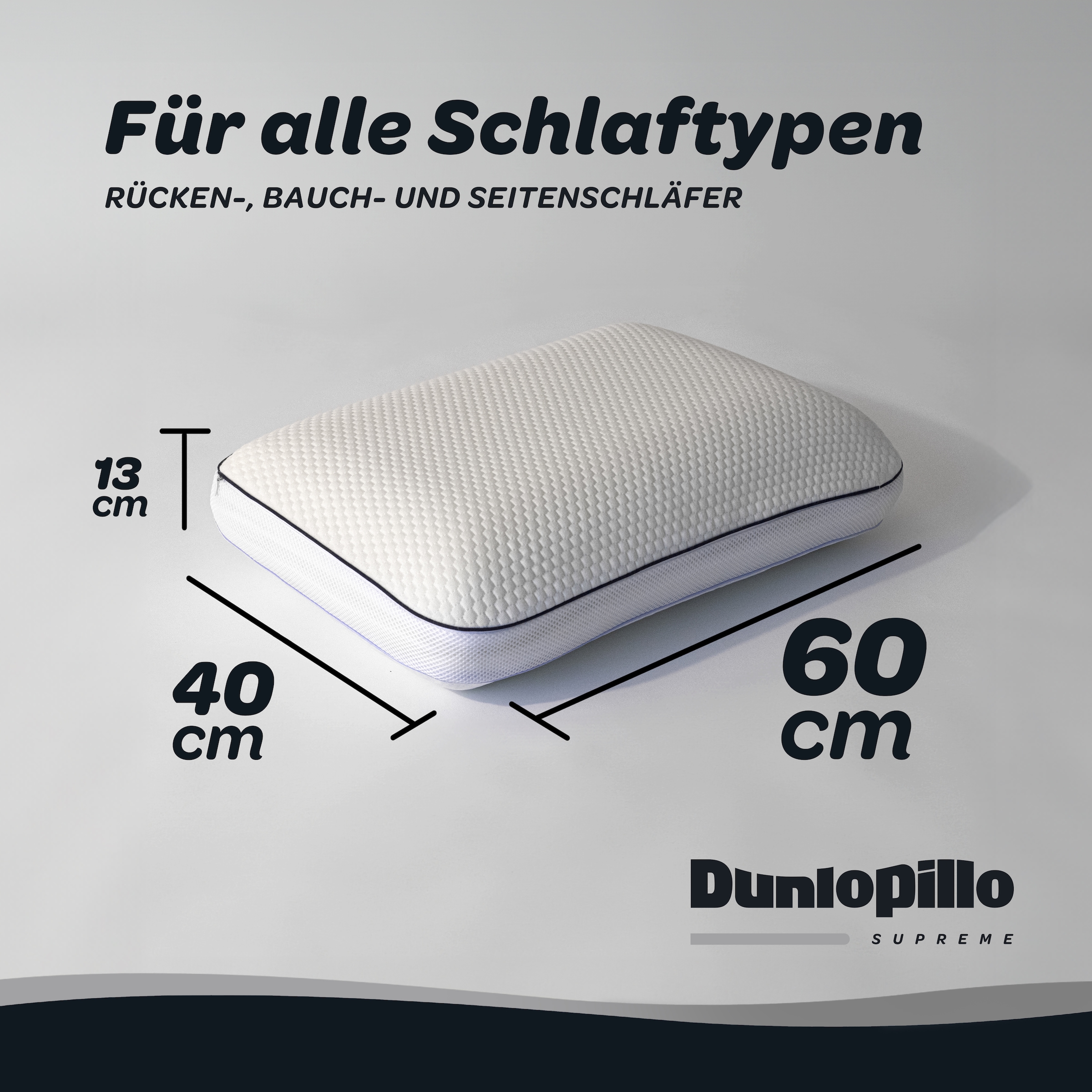 Dunlopillo Coussin pour la nuque »Clima Flex, NEUHEIT Viskoschaum mit kühlender & wärmender Seite« dimensions 60 x 50 x 15 cm, personnalisable : avec trois inserts