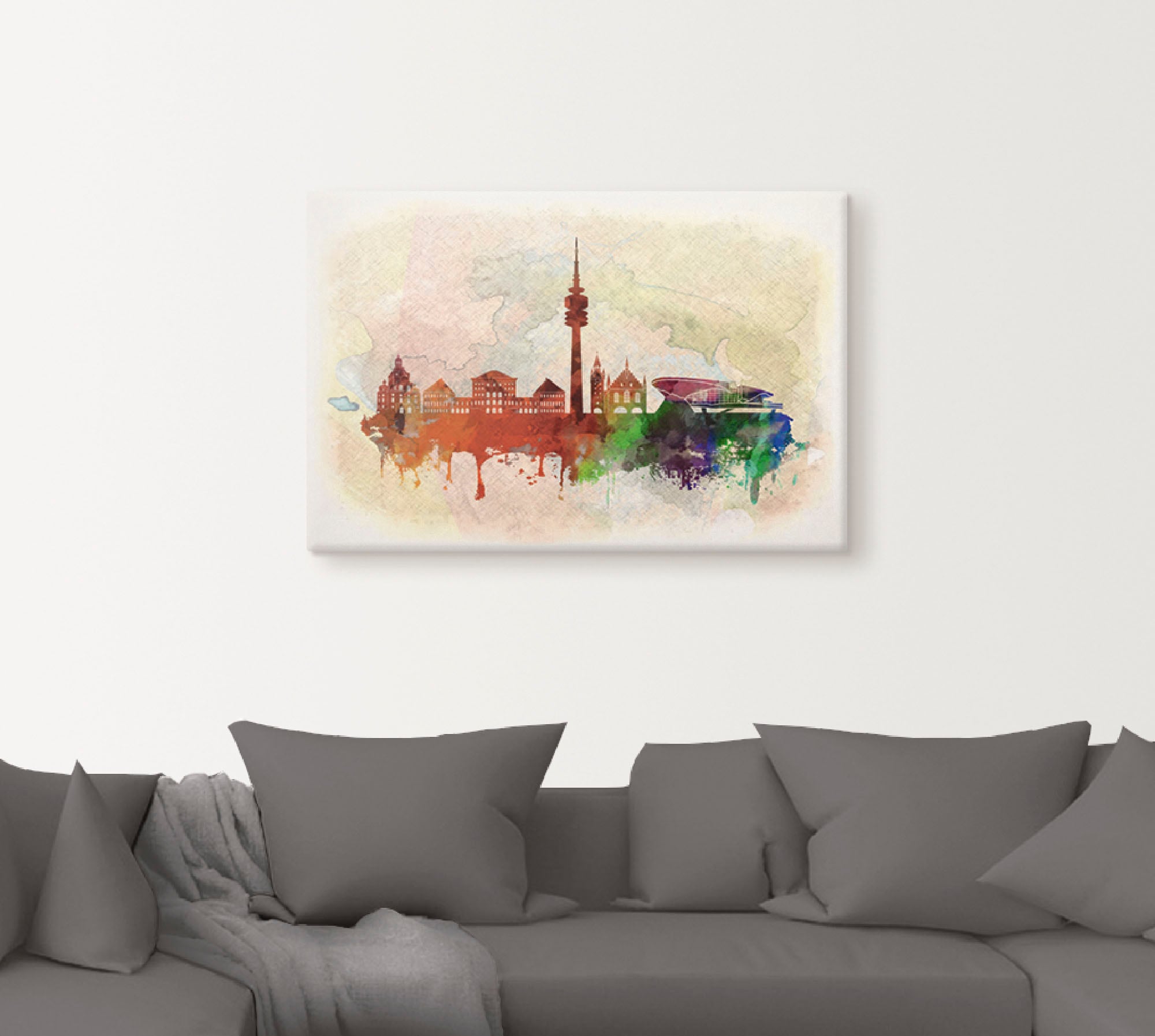 Artland Leinwandbild »München Deutschland Skyline«, Deutschland, (1 St.), auf Keilrahmen gespannt