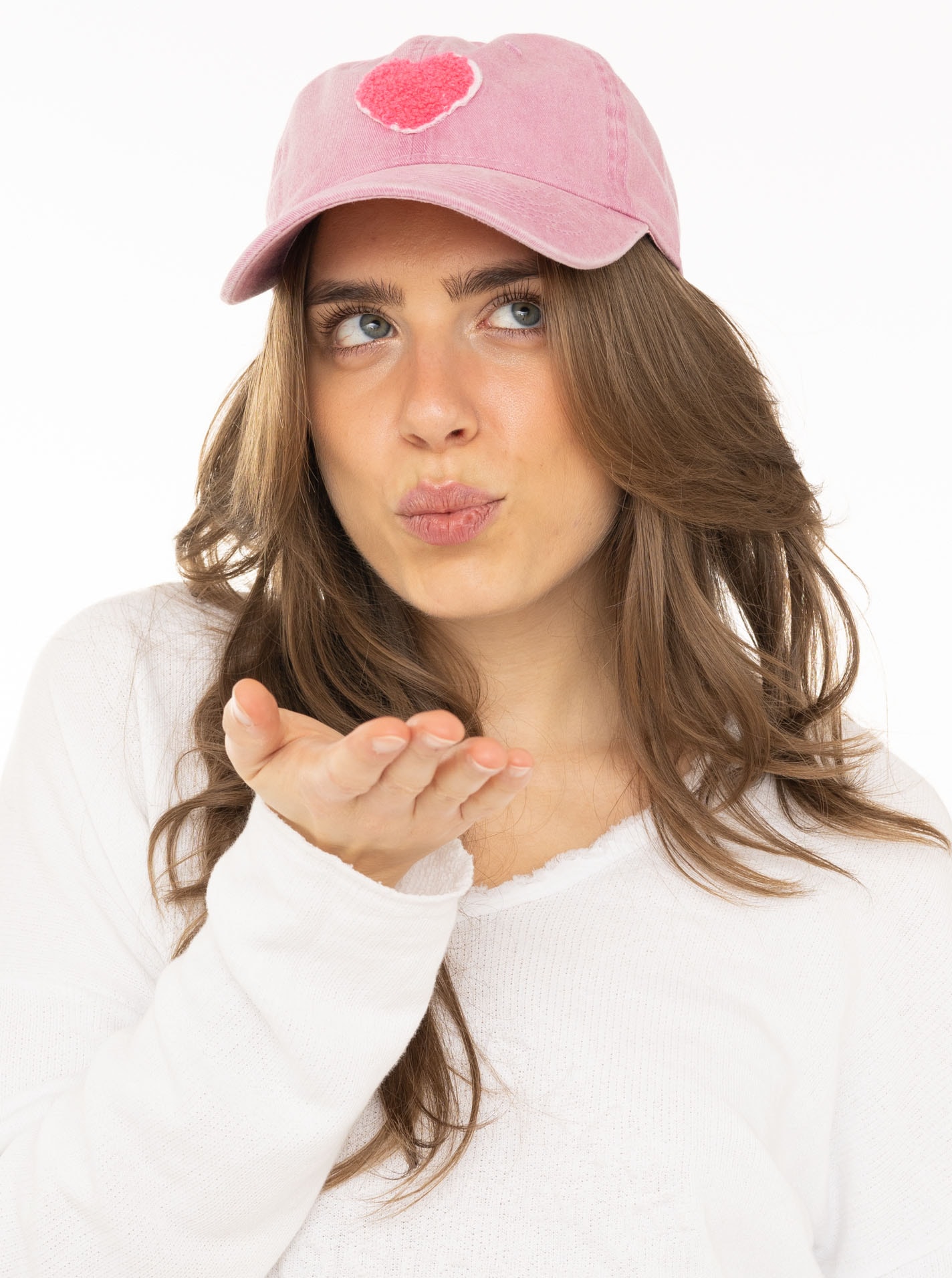 Zwillingsherz Casquette de baseball »"Herz"« Pinkes Teddy-Herzpatch, vintage Look