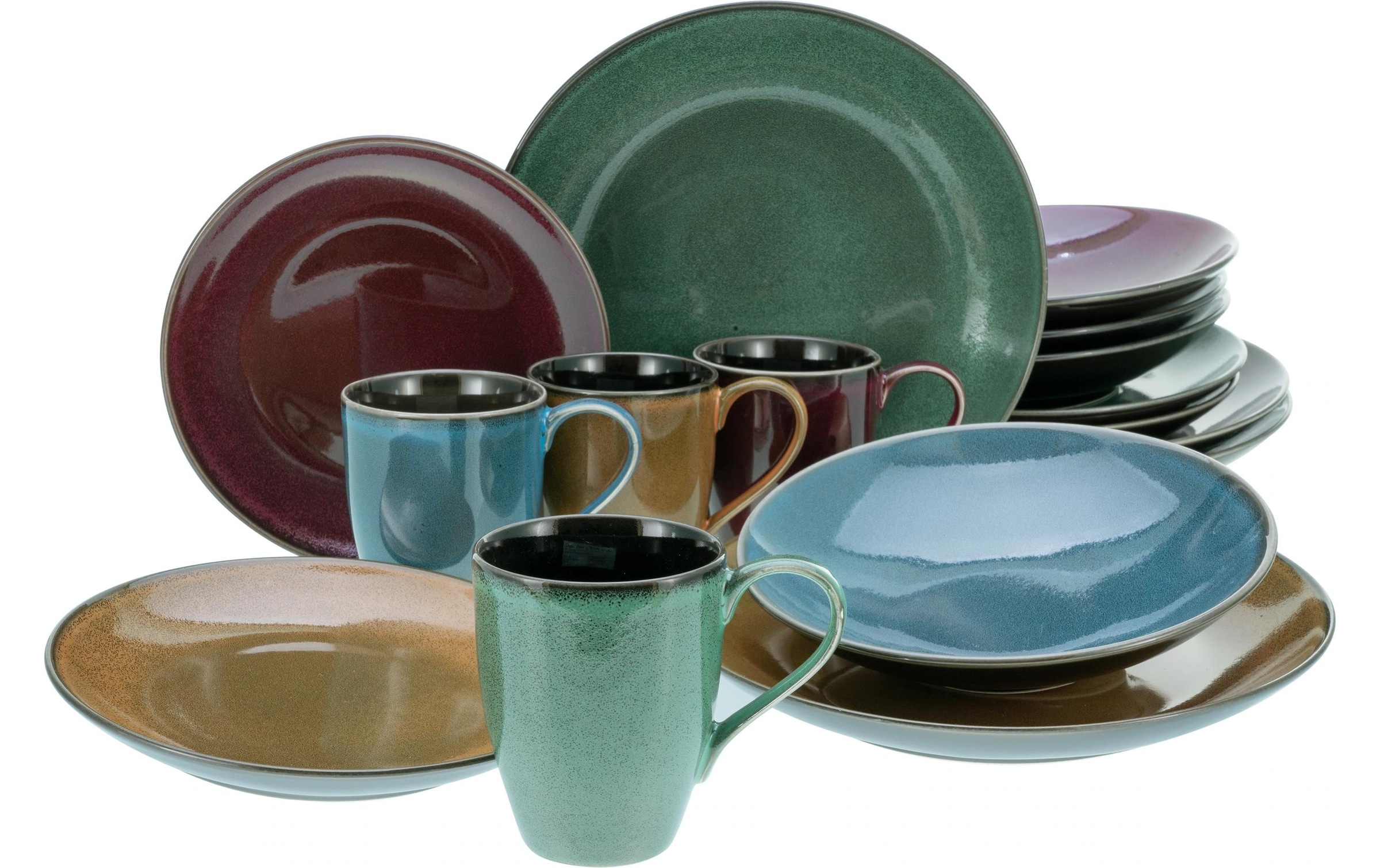 Image of CreaTable Kombiservice "Teller-Set Blau/Braun/Grün"