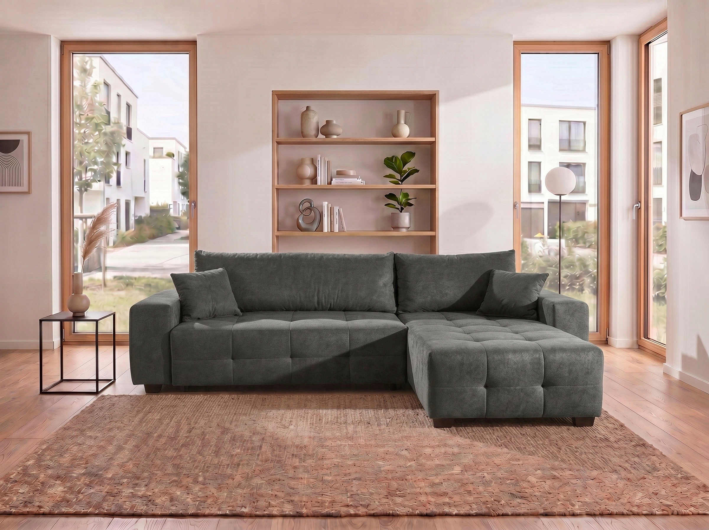 GOODproduct Ecksofa »Bella Couch L-Form, B: 234 cm, Zierkissen inklusive« optional Schlaffunktion & Bettkasten, Wohnkomfort