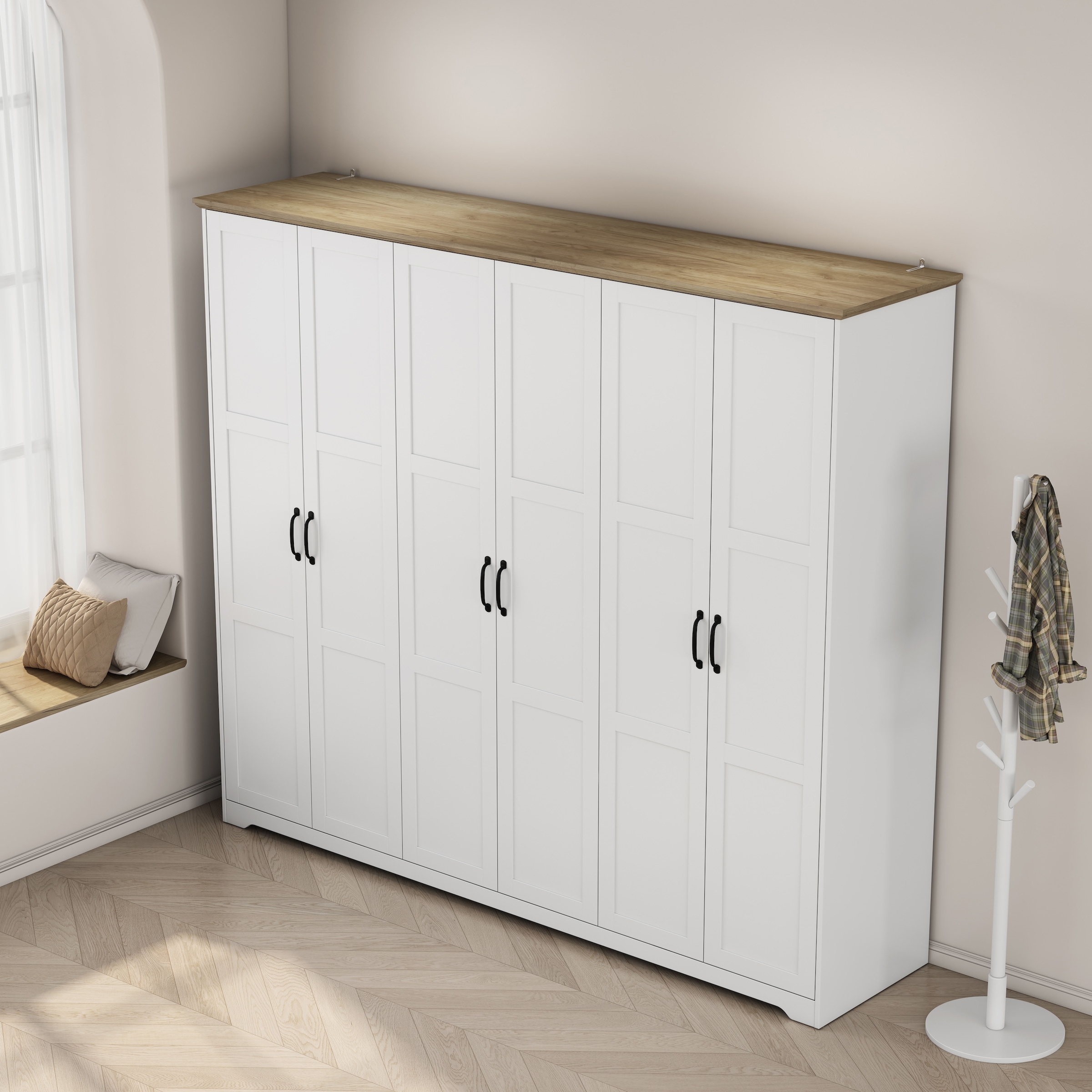 GOODproduct Kleiderschrank »Emmilia Schrank Schlafzimmerschrank im Landhaus Design« Mit vielen Einlegeböden und Softclose,  Landhaus Schrank mit  6 Türen Breite 226,5cm Höhe 2m