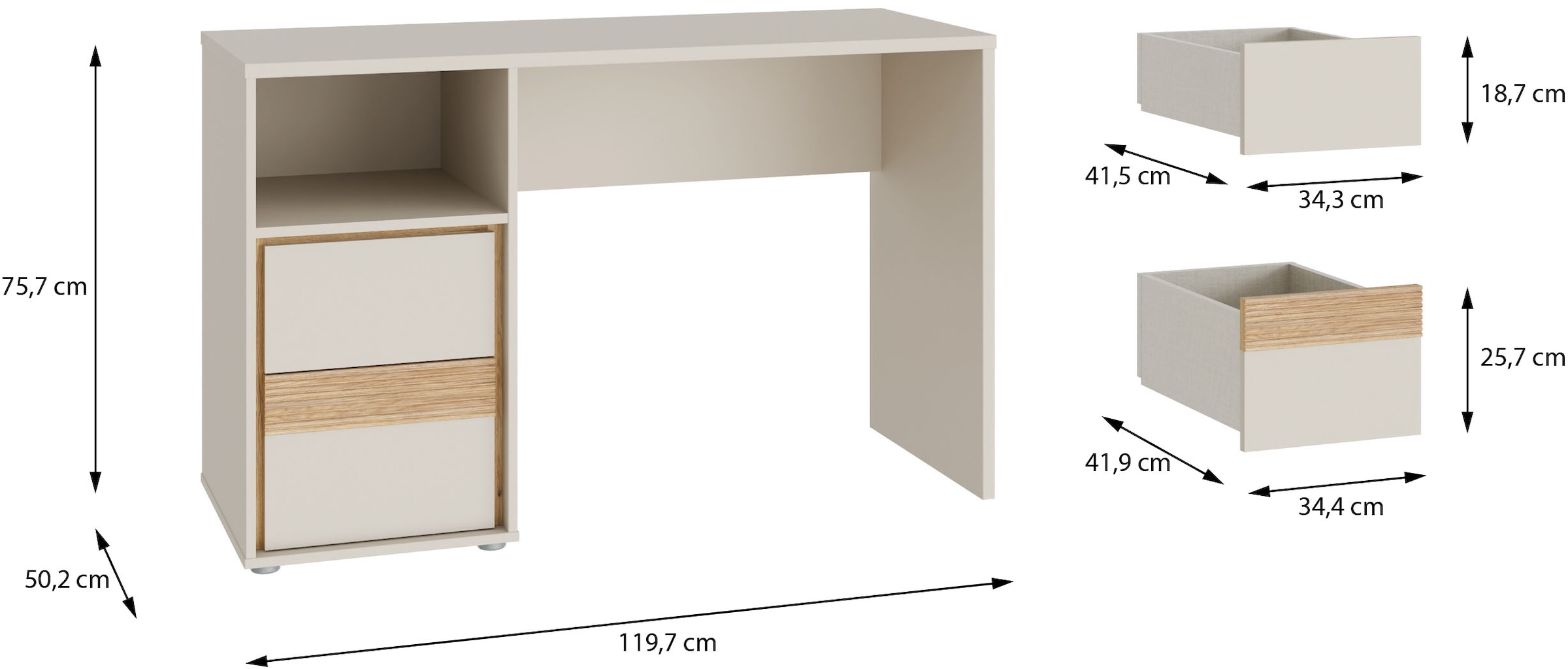 FORTE Schreibtisch B/H/T 119,7/75,7/50,2