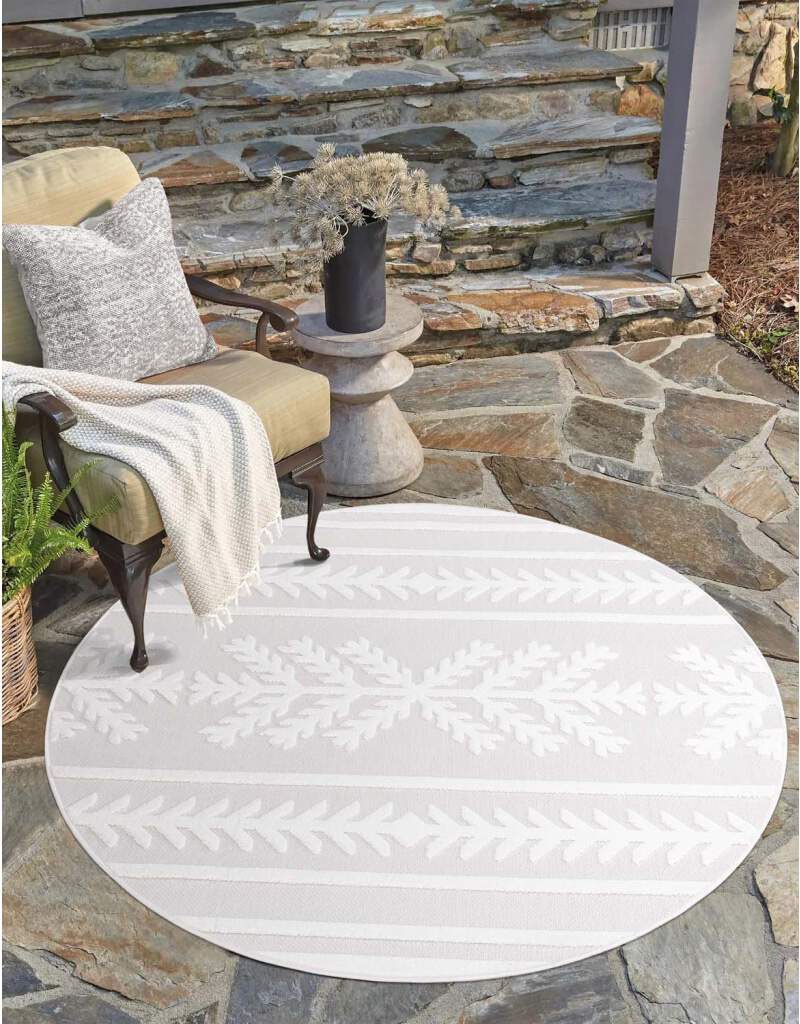 Image of Carpet City Teppich "In-& Outdoorteppich Santorini 411, 3D-Effekt, Boho-Optik" rund 5 mm Höhe Wetterfest & UV-beständig für Terrasse, Balkon, Küche, Flur