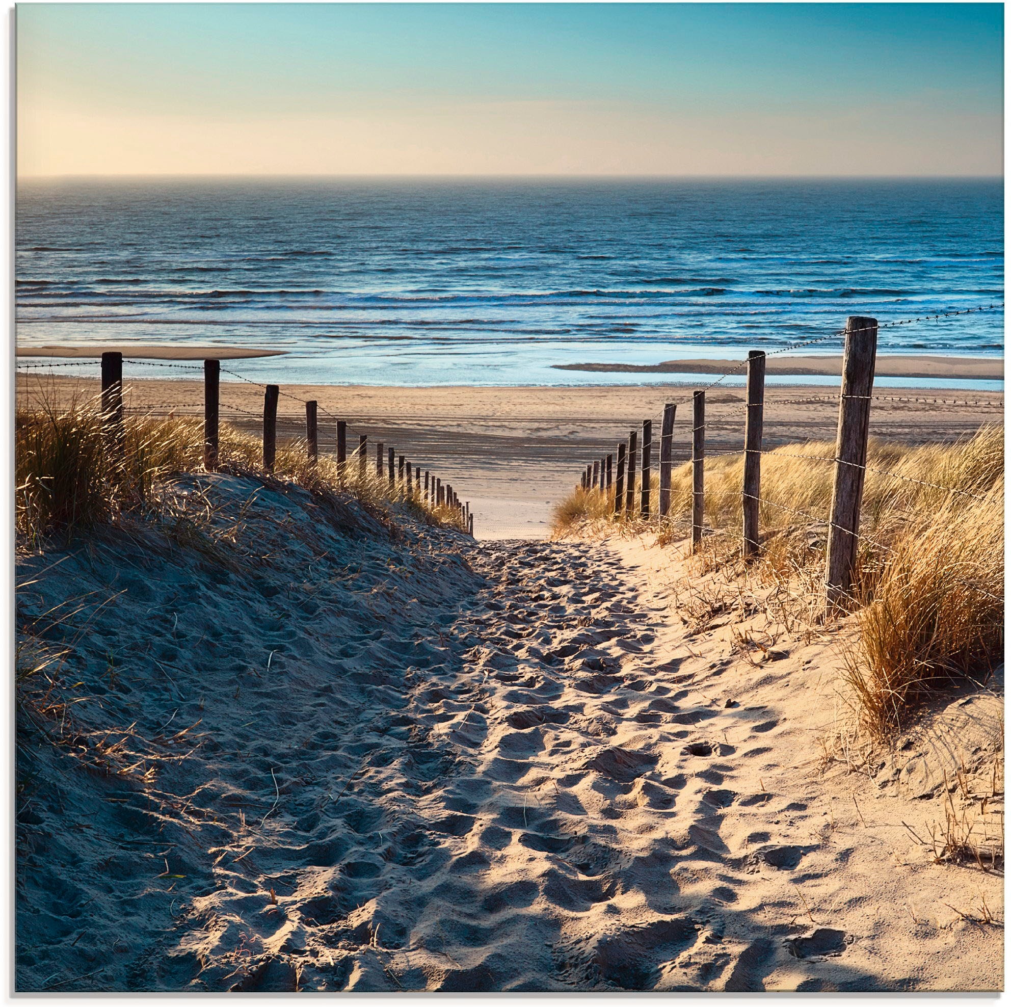 Image of Artland Glasbild "Weg zum Nordseestrand Sonnenuntergang" Strand 1 Stk. tlg. in verschiedenen Grössen