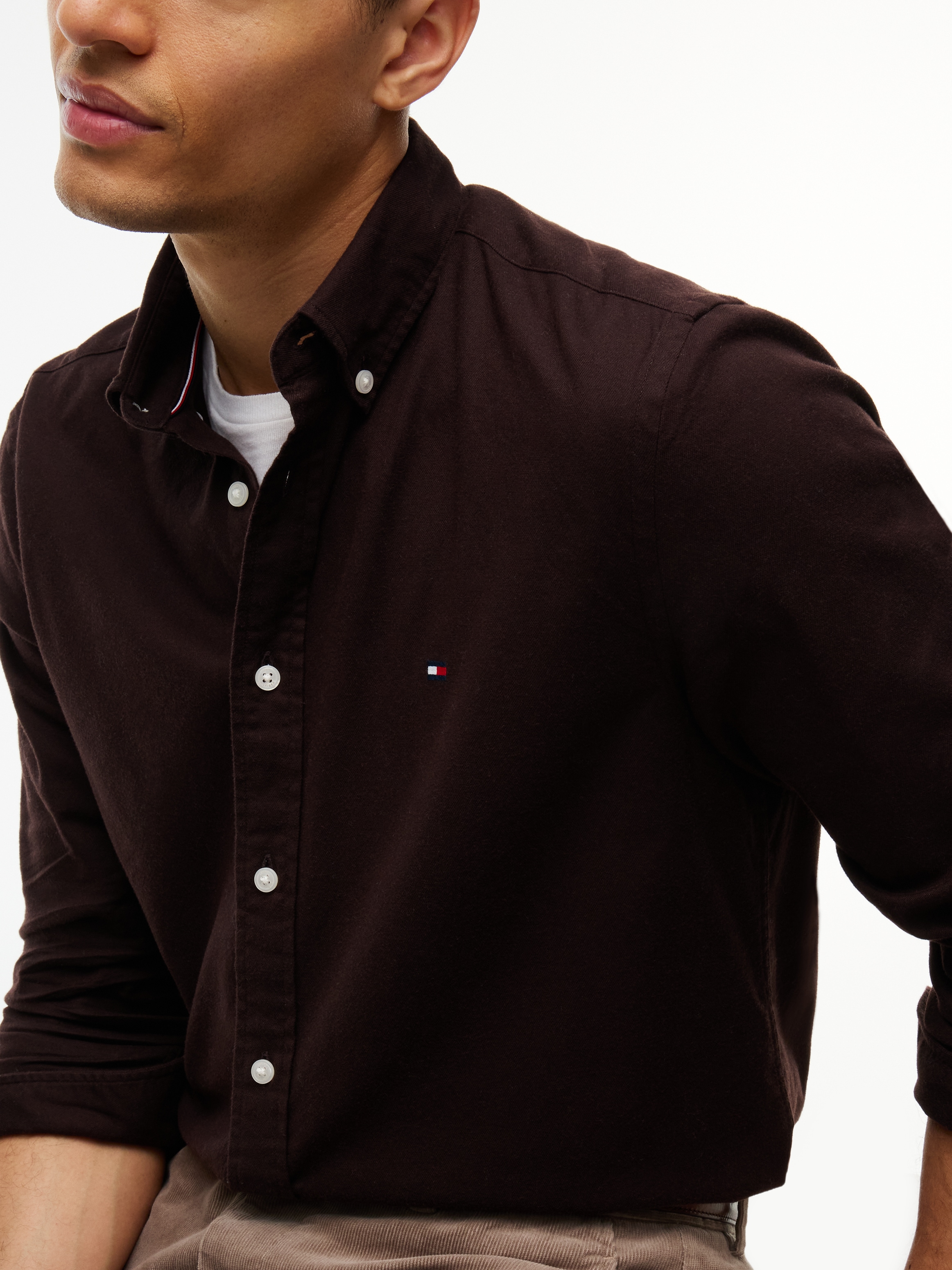 Tommy Hilfiger Chemise à manches longues »FLEX FLANNEL SOLID SHIRT« Flanelle douce Regular Fit