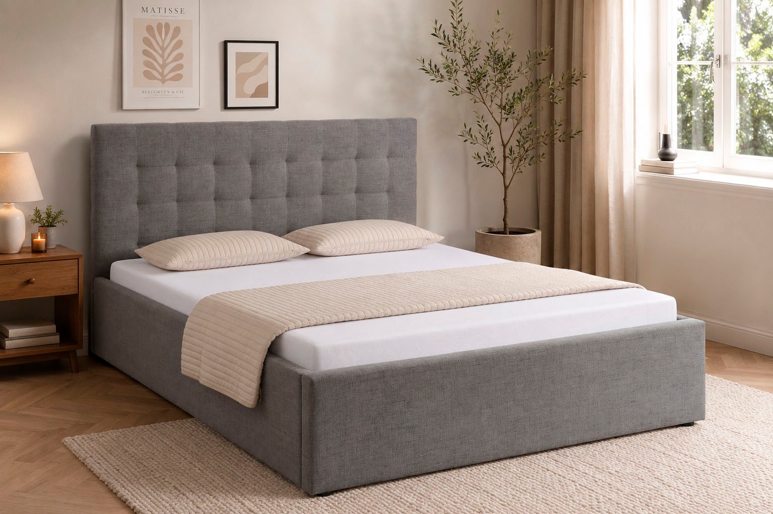 GOODproduct Polsterbett »Hamar, Knopfsteppung im Kopfteil, bis 250 KG belastbar« 3 Breiten: 100cm/ 140cm/ 180cm,  in verschiedenen Grössen und Stoffen und Farben