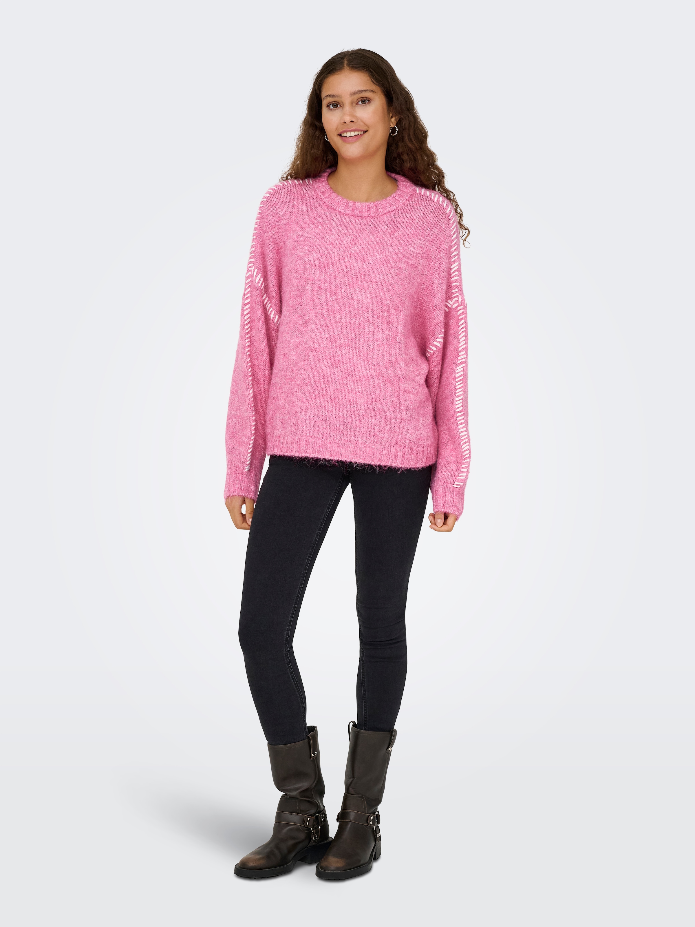 JDY Pull à col rond »JDYZOEY LIFE L/S ON STITCH PULL KNT NOOS« avec coutures décoratives