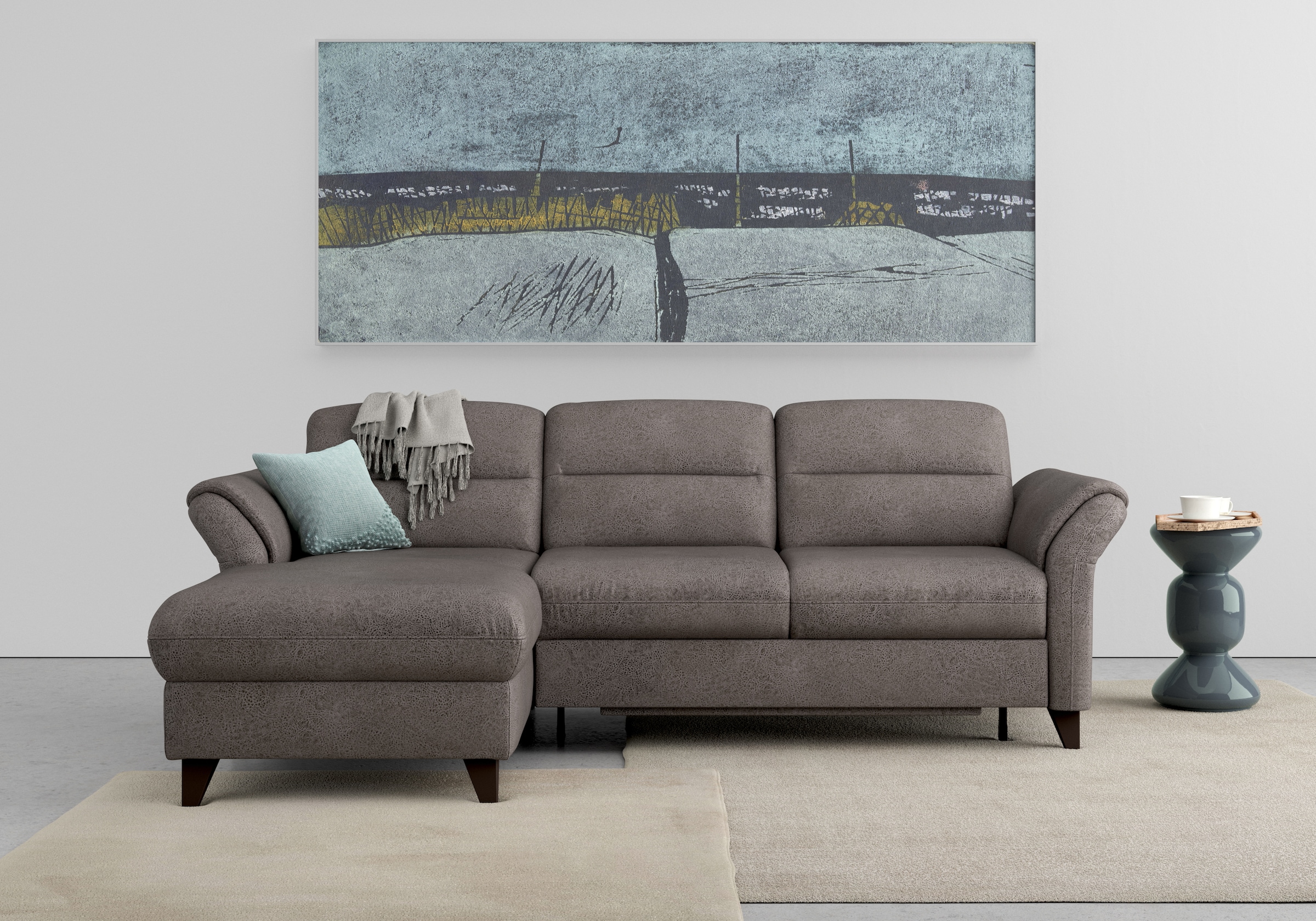 sit&more Ecksofa »Mellum L-Form«, Federkern, wahlweise mit Bettfunktion, Bettkasten und Armteilfunktion