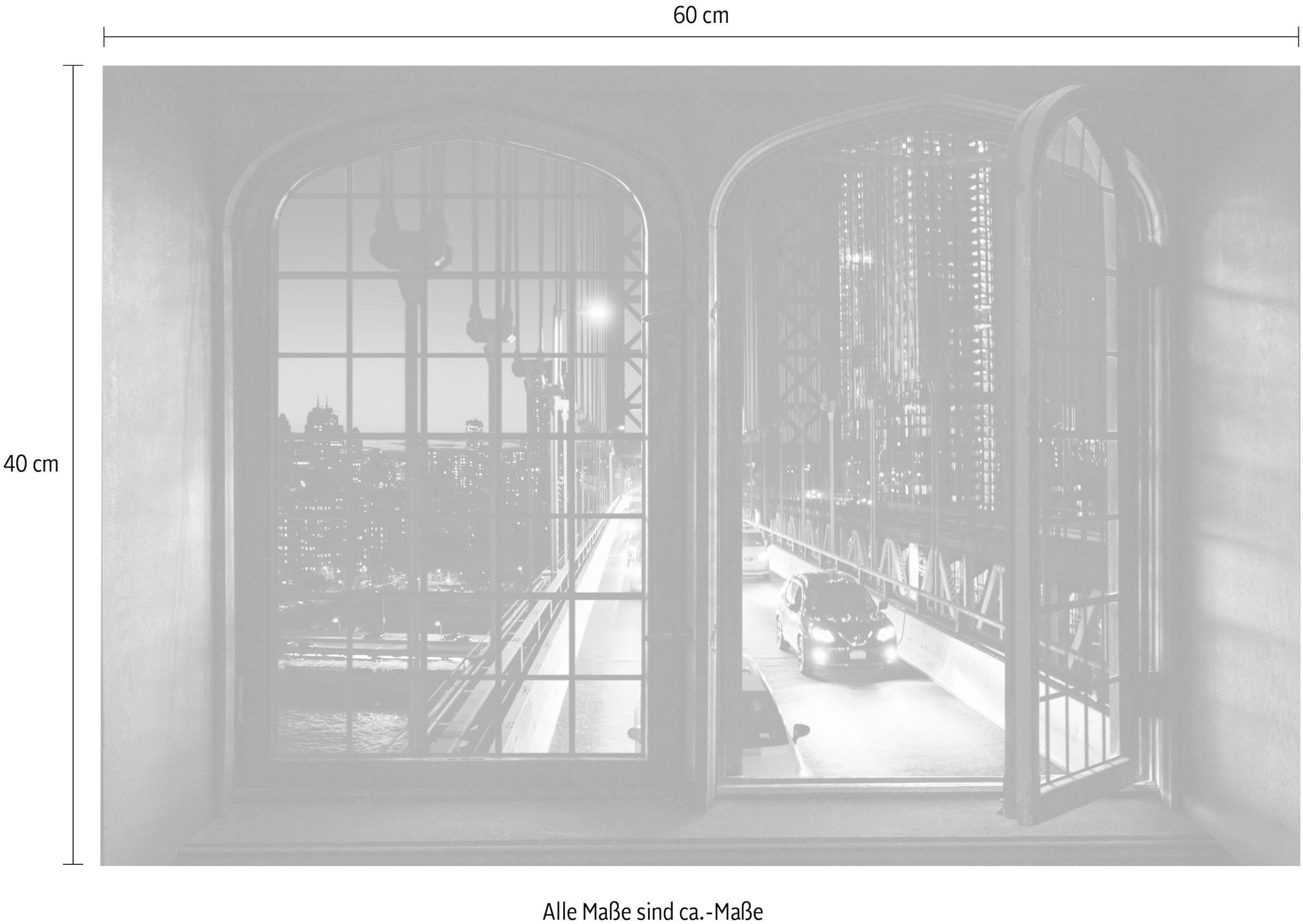 queence Wandsticker »Stadt bei Nacht«, Wandsticker, Wandbild, selbstklebend, 3D, Fenster