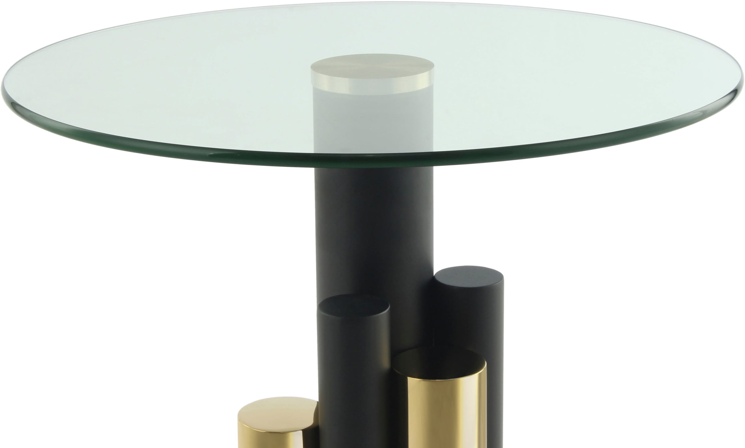 Kayoom Beistelltisch »Ontario 225, Runde Glasplatte aus Sicherheitsglas, 100% Edelstahl«, (1 St.), Modernes Design, zweifarbiges Säulengestell, Eyecatcher Element