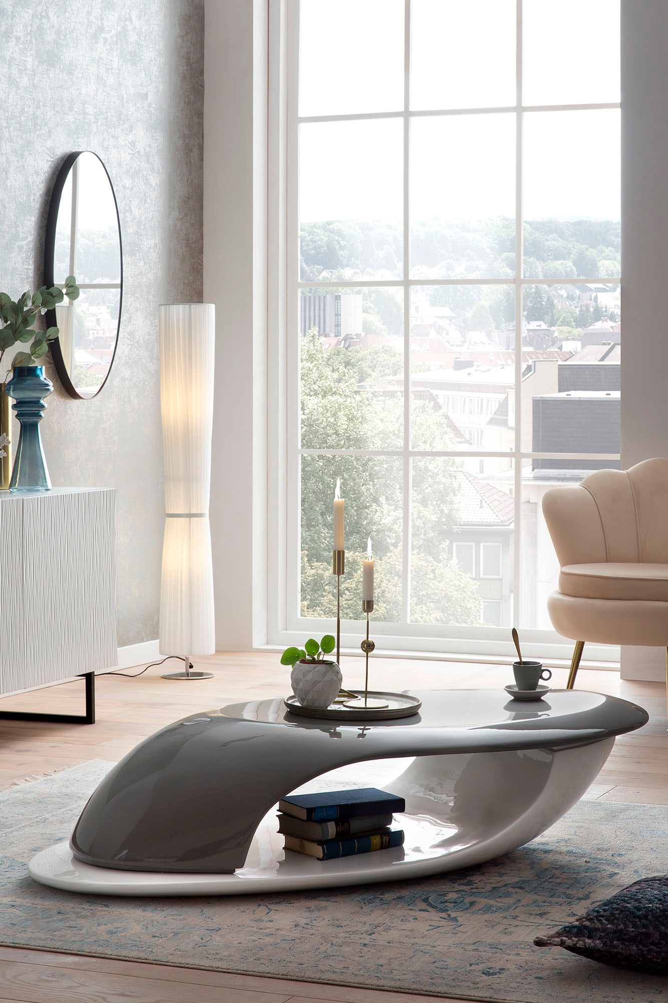 Image of SalesFever Couchtisch "Lignano Coffeetable - stilvoller Mittelpunkt" Fiberglas-Couchtisch: Zweifarbiges Design, unvergleichlicher Stil