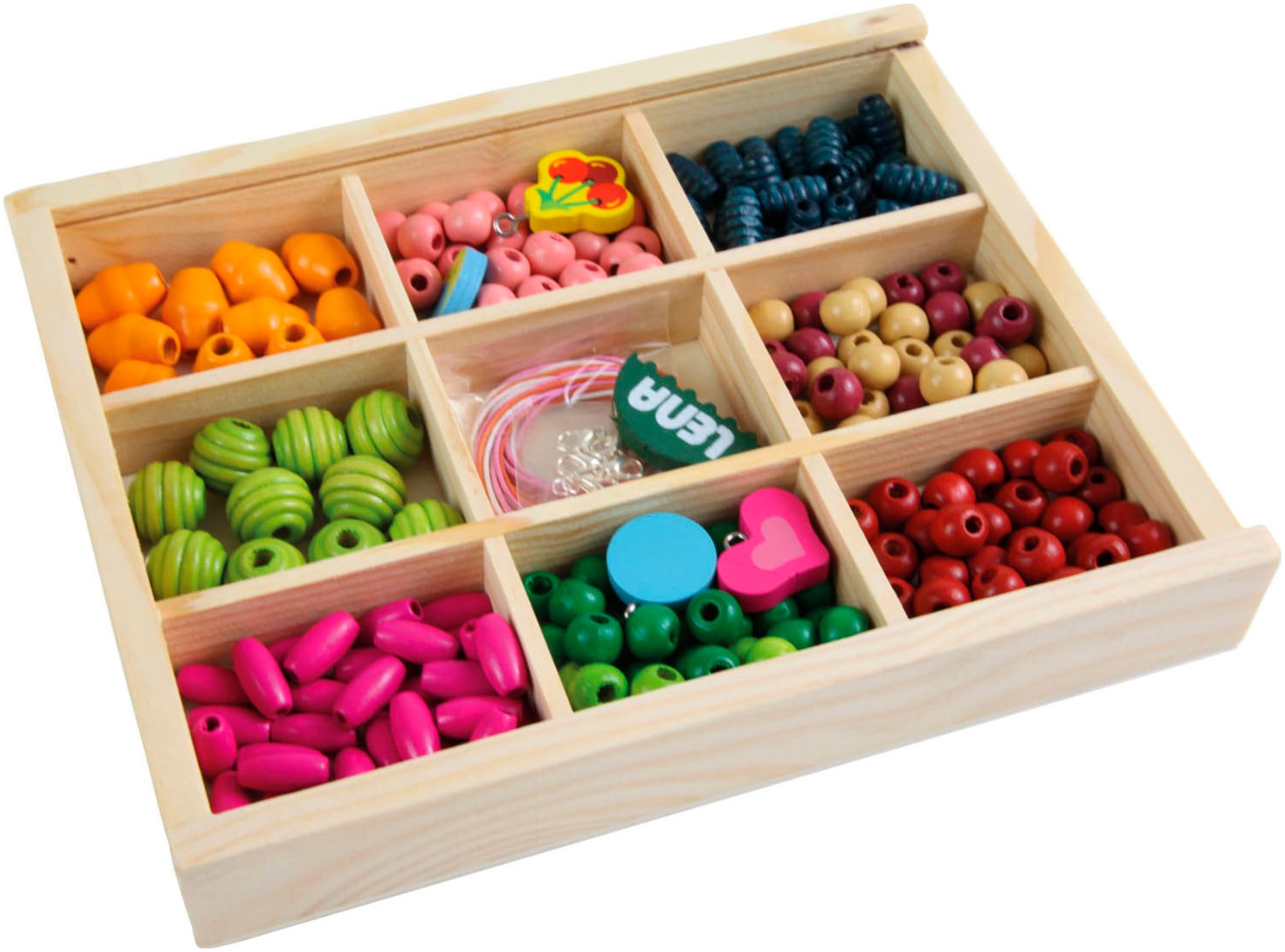 Lena® Set créatif »Holzperlen Holzkassette, mittel«