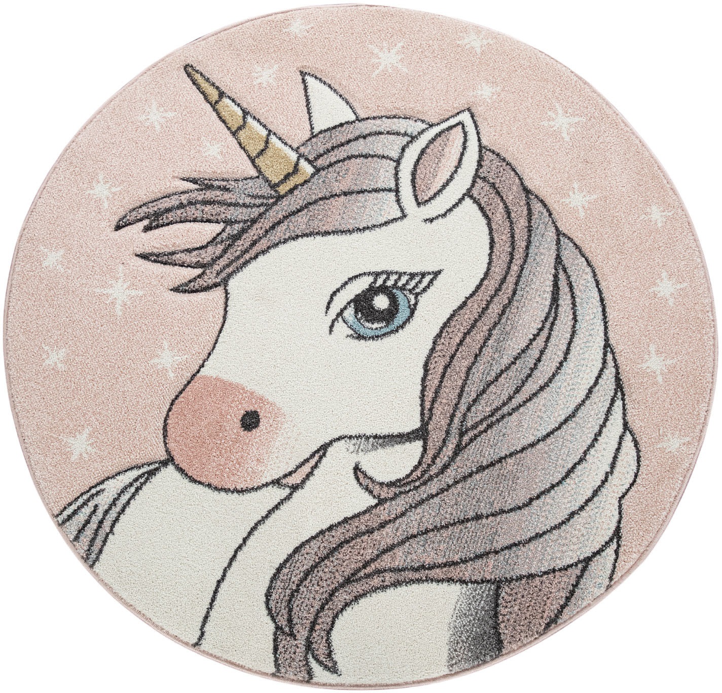 Image of Paco Home Kinderteppich »Volta 319«, rund, 12 mm Höhe, Kurzflor, Motiv Einhorn, Kinderzimmer bei Ackermann Versand Schweiz