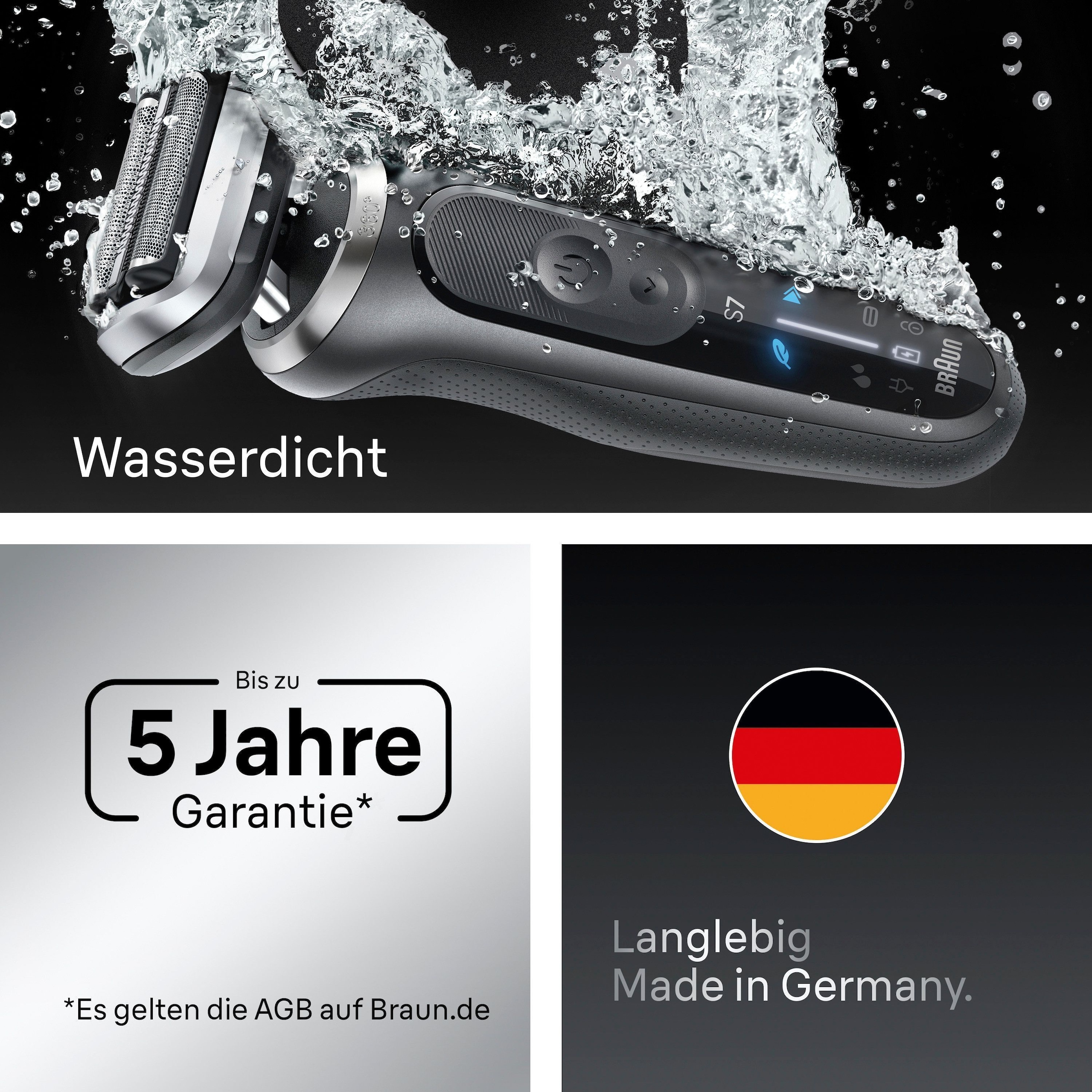 Braun Rasoirs électriques »Series 7 72-G7865cc« centre Smart Care 3 cuis Aufsätze 4in1 SmartCare Center, +3 Aufsätze, 100% wasserdicht, Made in Germany