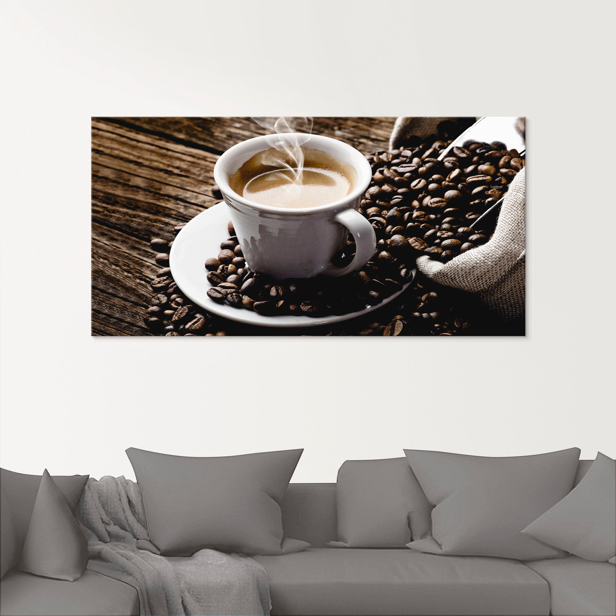Artland Glasbild »Heisser Kaffee (1 St.) dampfender - Getränke, Kaffee«, kaufen