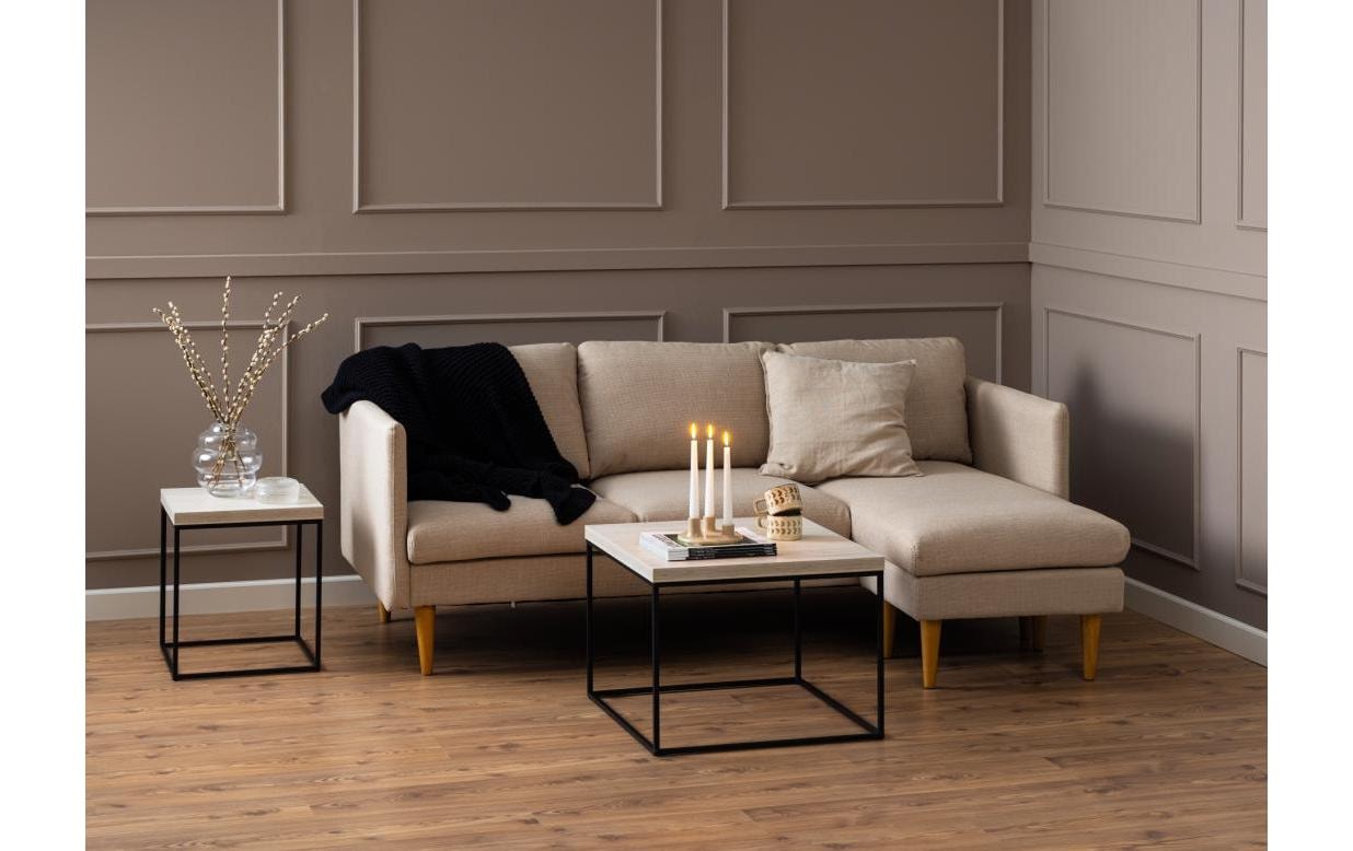 AC Design Couchtisch »Barossa, Wohnzimmer-Tisch, quadratisch, in Steinoptik, Modern« Stabile schwarze Stahlbeine, in mehreren Varianten, Breite: 60 cm