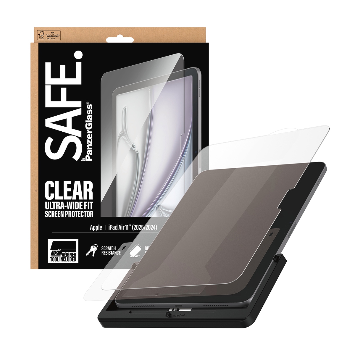 SAFE by PanzerGlass Verre de protection d'écran »Ultra-Wide Fit Screen Protector« für Apple iPad Air 11" (2025/2024) film de protection d'écran, film protecteur, protection d'écran, résistant aux rayures et aux chocs