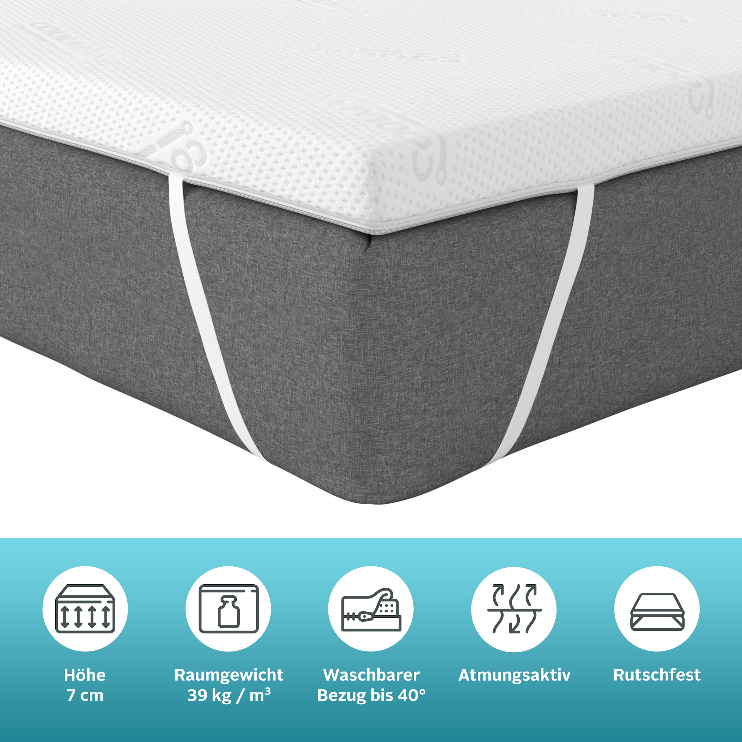 GOODproduct Topper »Lasse, Topper 90x200 cm,180x200 cm & mehr« Matelas, lit boxspring, ergonomique, qualité durable (RG 39)