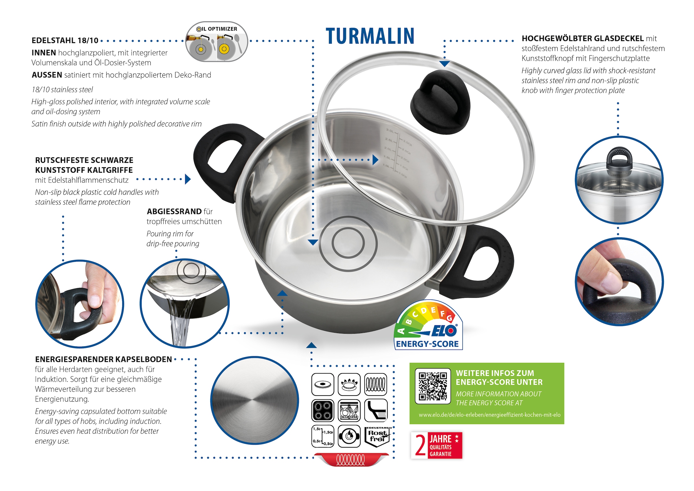 Elo Basic Milchtopf »Turmalin« 1 Stk. tlg. Edelstahl 18/8