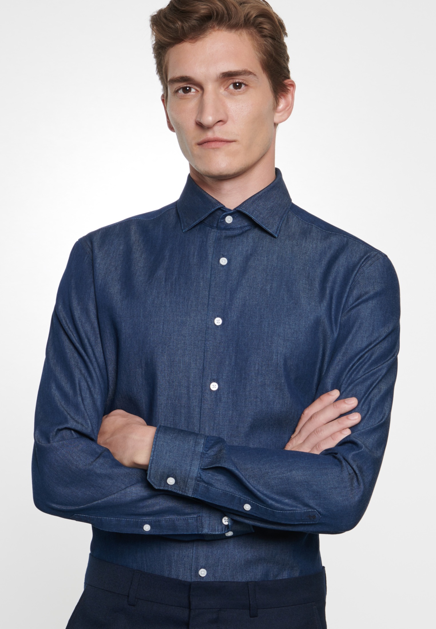 Image of seidensticker Jeanshemd »Slim«, Slim Langarm Kentkragen Uni bei Ackermann Versand Schweiz