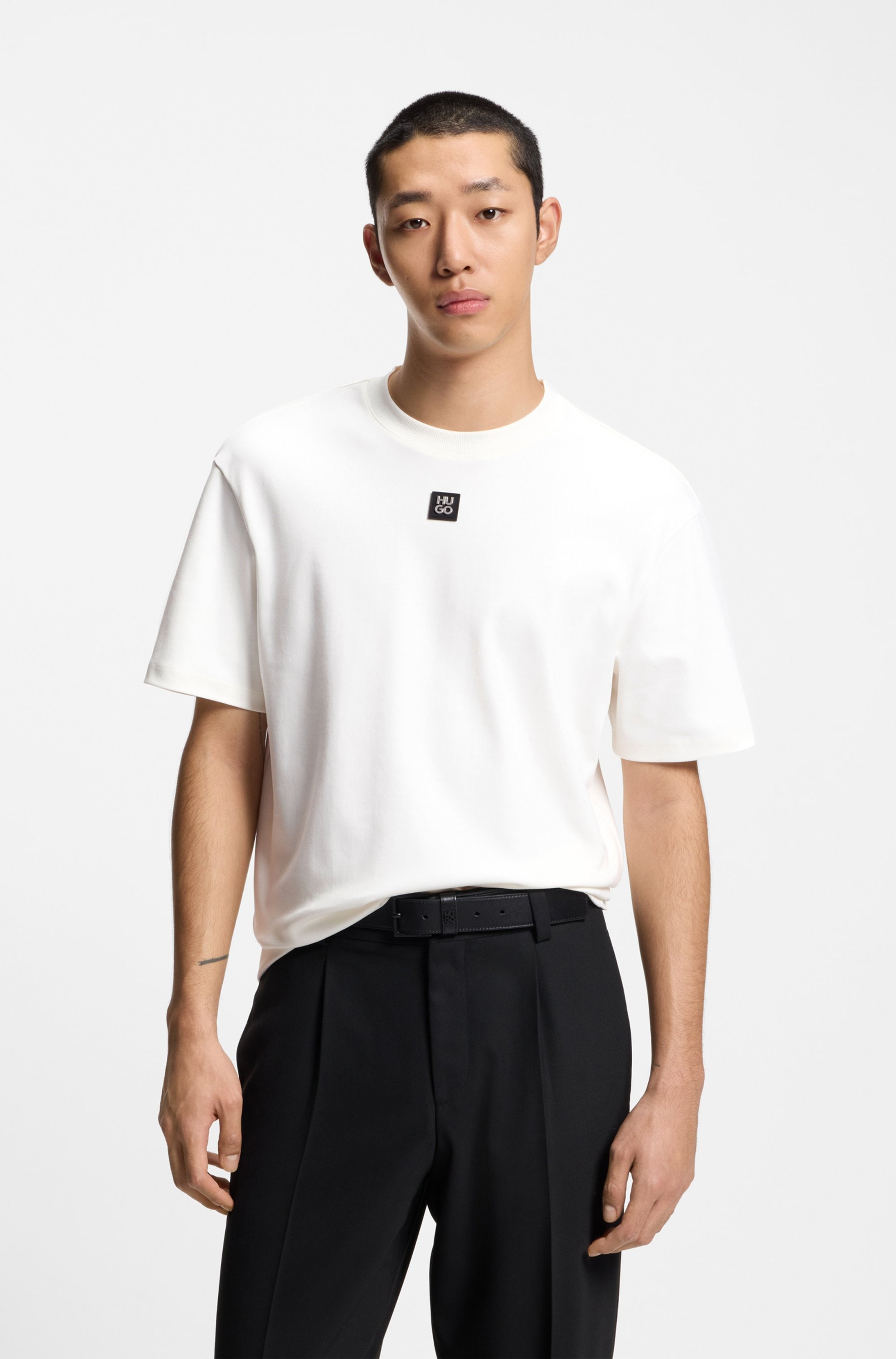Image of HUGO T-Shirt "Dalile" Stacked-Logo, Rundhals, regular fit