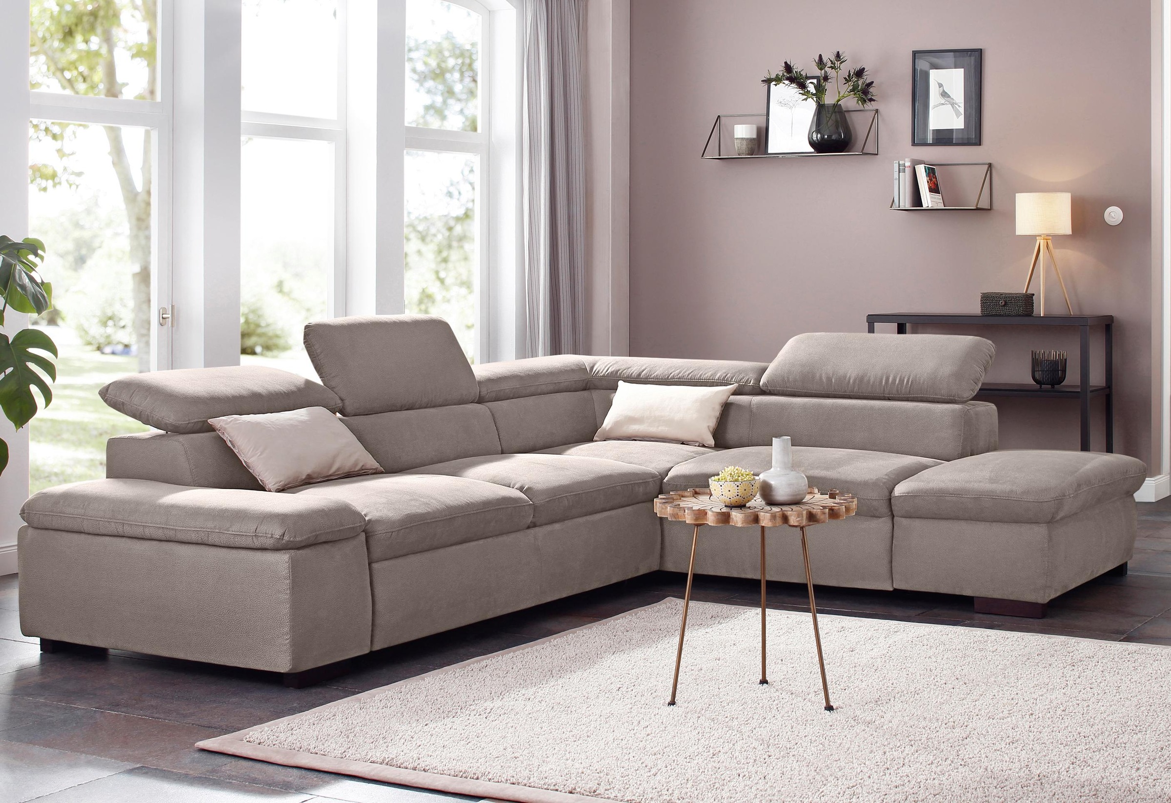 Home affaire Ecksofa »Alberto L-Form«, mit Kopfteilverstellung, wahlweise mit Bettfunktion