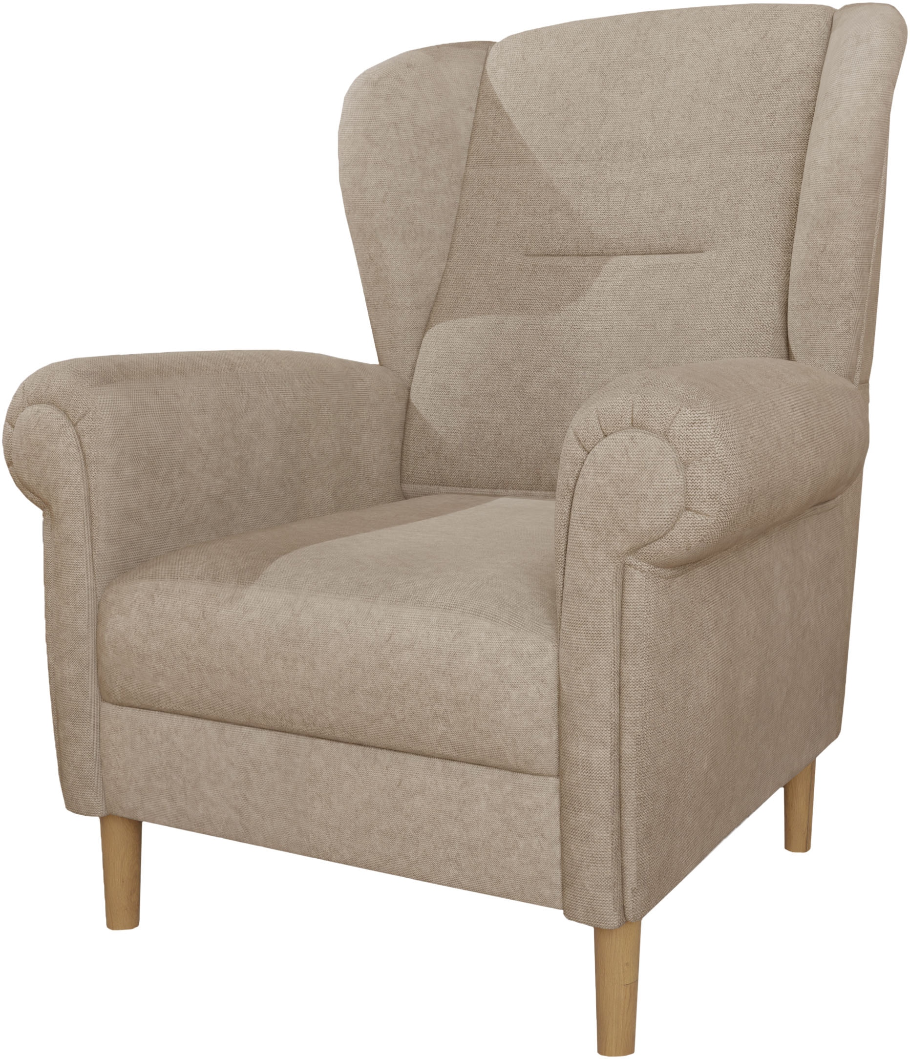 Home affaire Fauteuil à oreilles »OSTIANO B/T/H: 80/82/98 cm, Sessel« Einzelstück, dicke geschwungene Armlehnen, uni und kariert