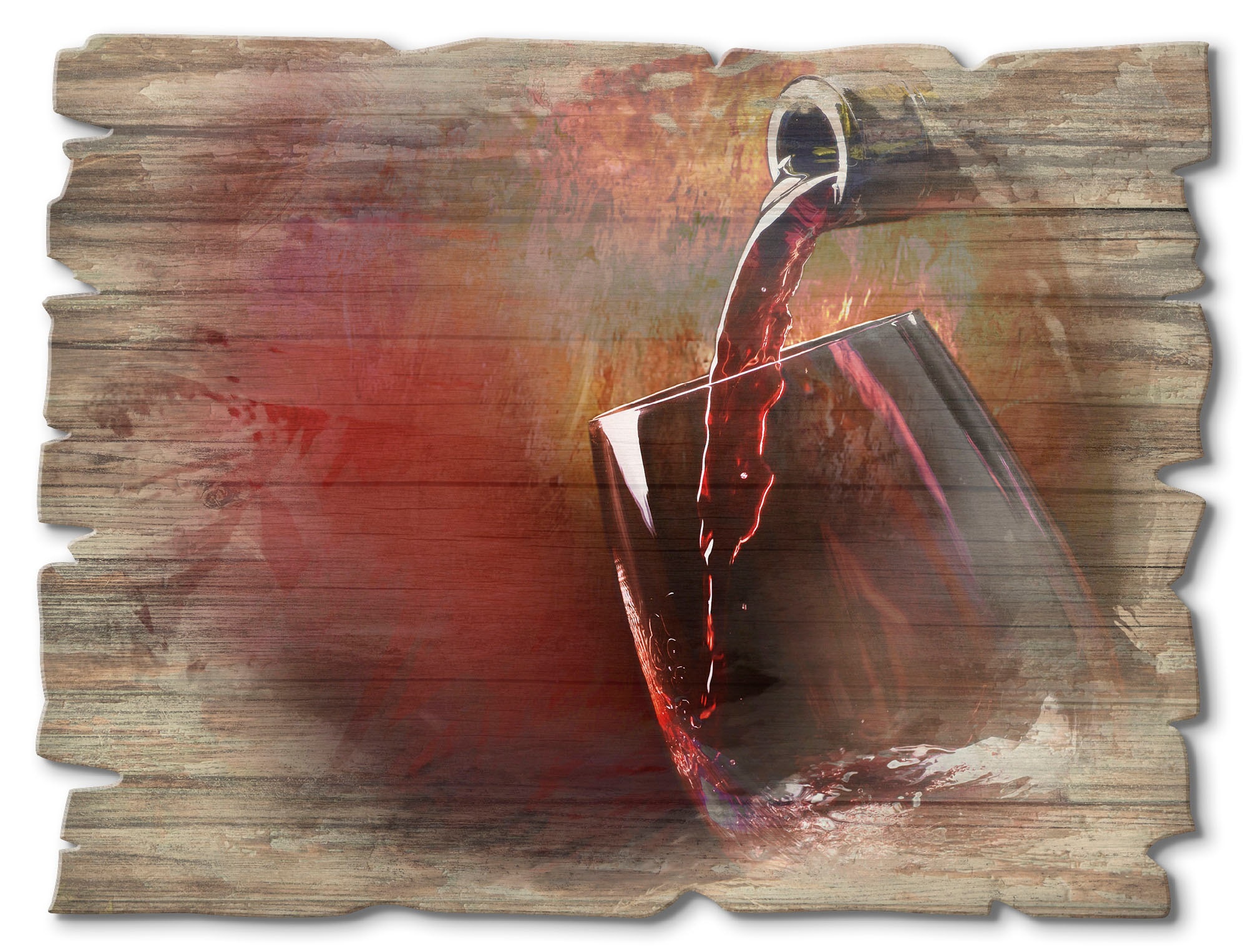 Image of Artland Holzbild "Wein - Rotwein" Getränke 1 Stk. tlg.