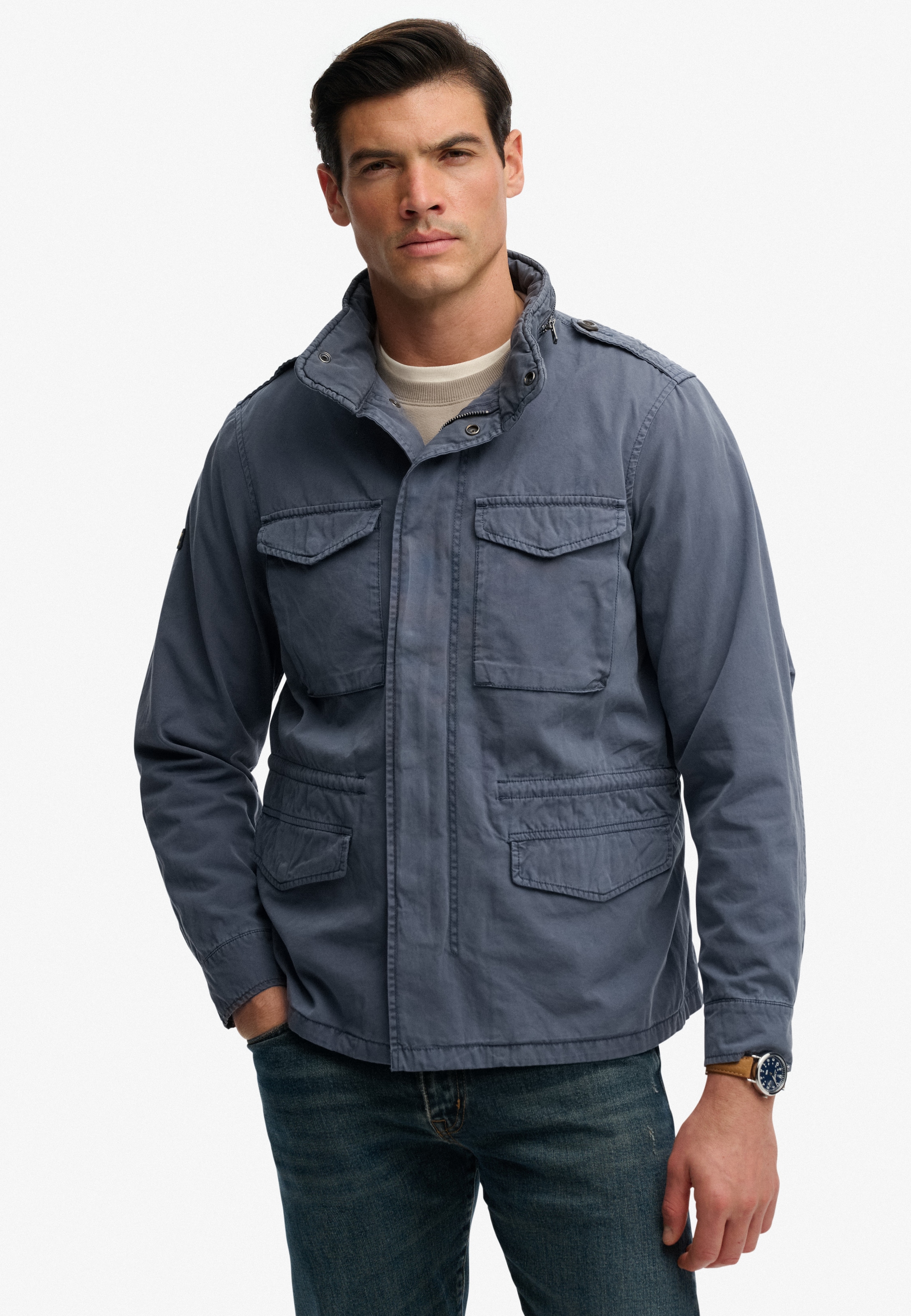 Superdry Parka »COTTON M65 JACKET« sans capuche avec étiquette de marque, en coton, Regular Fit, longueur normale