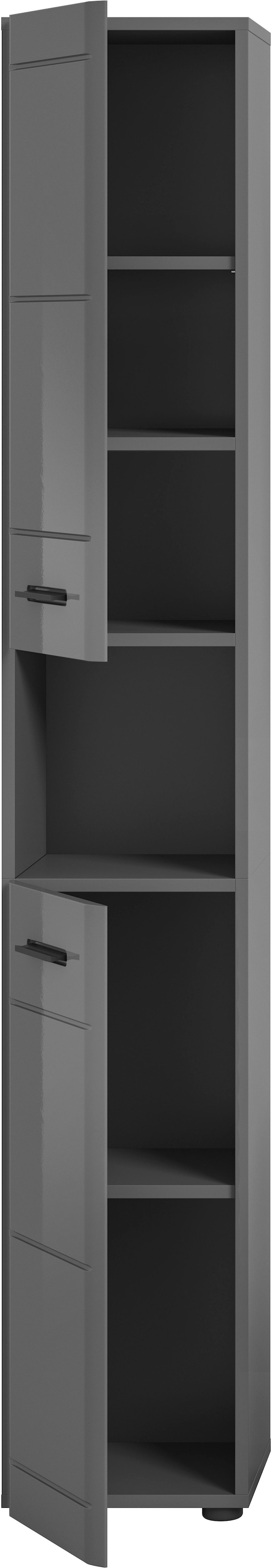 welltime Hochschrank »Doux, Höhe 180 cm, 2 Türen, 1 offenes Fach, 3 Einlegeböden«, Türanschlag wechselbar, MDF Front, Badschrank, Bad-Möbel, Badezimmer