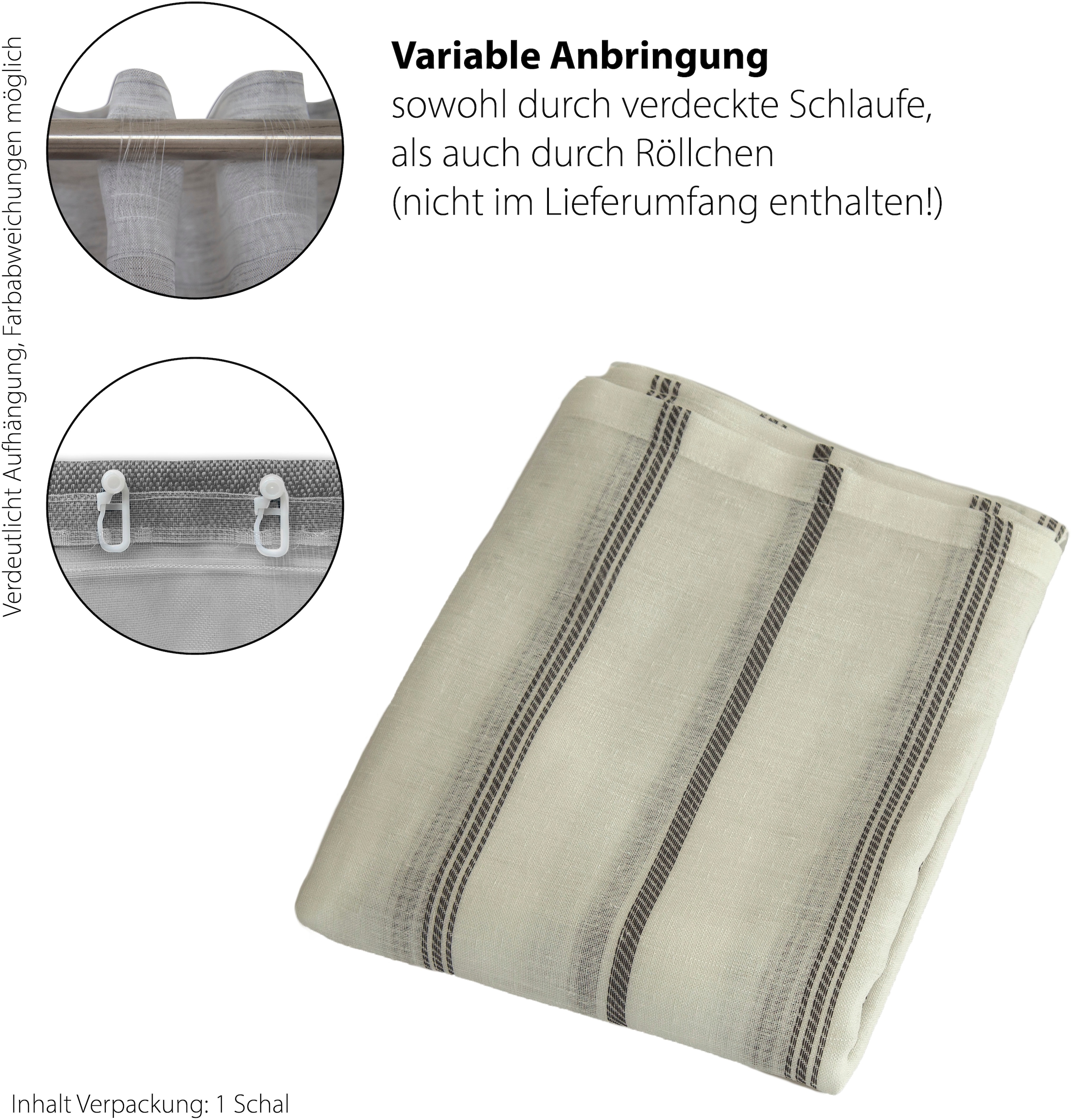 HOMING Gardine »Vali« verdeckte Schlaufen 1 Stk. tlg. Streifen, modern, Wohnzimmer, Schlafzimmer