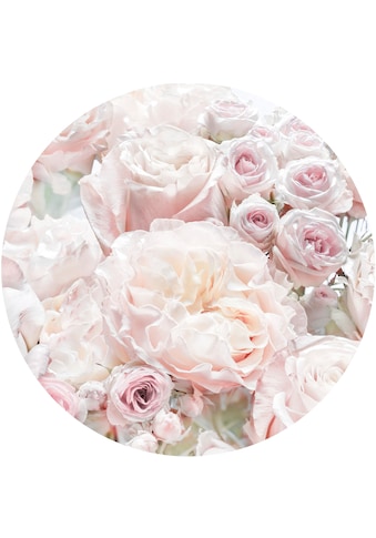 Fototapete »Pink and Cream Roses«, 125x125 cm (Breite x Höhe), rund und selbstklebend