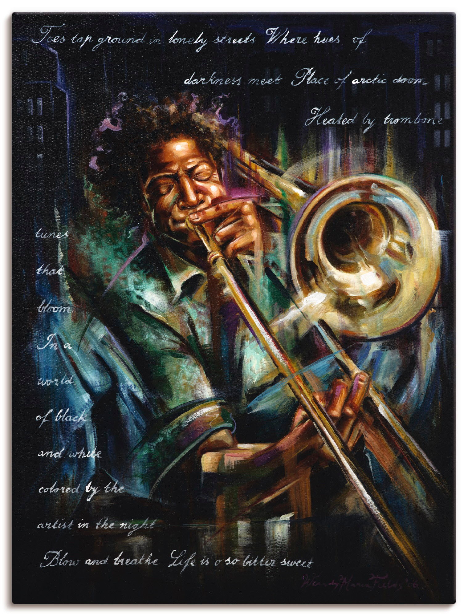 Image of Artland Wandbild »Posaunen Melodien«, Musiker, (1 St.), in vielen Grössen & Produktarten -Leinwandbild, Poster, Wandaufkleber / Wandtattoo auch für Badezimmer geeignet bei Ackermann Versand Schweiz