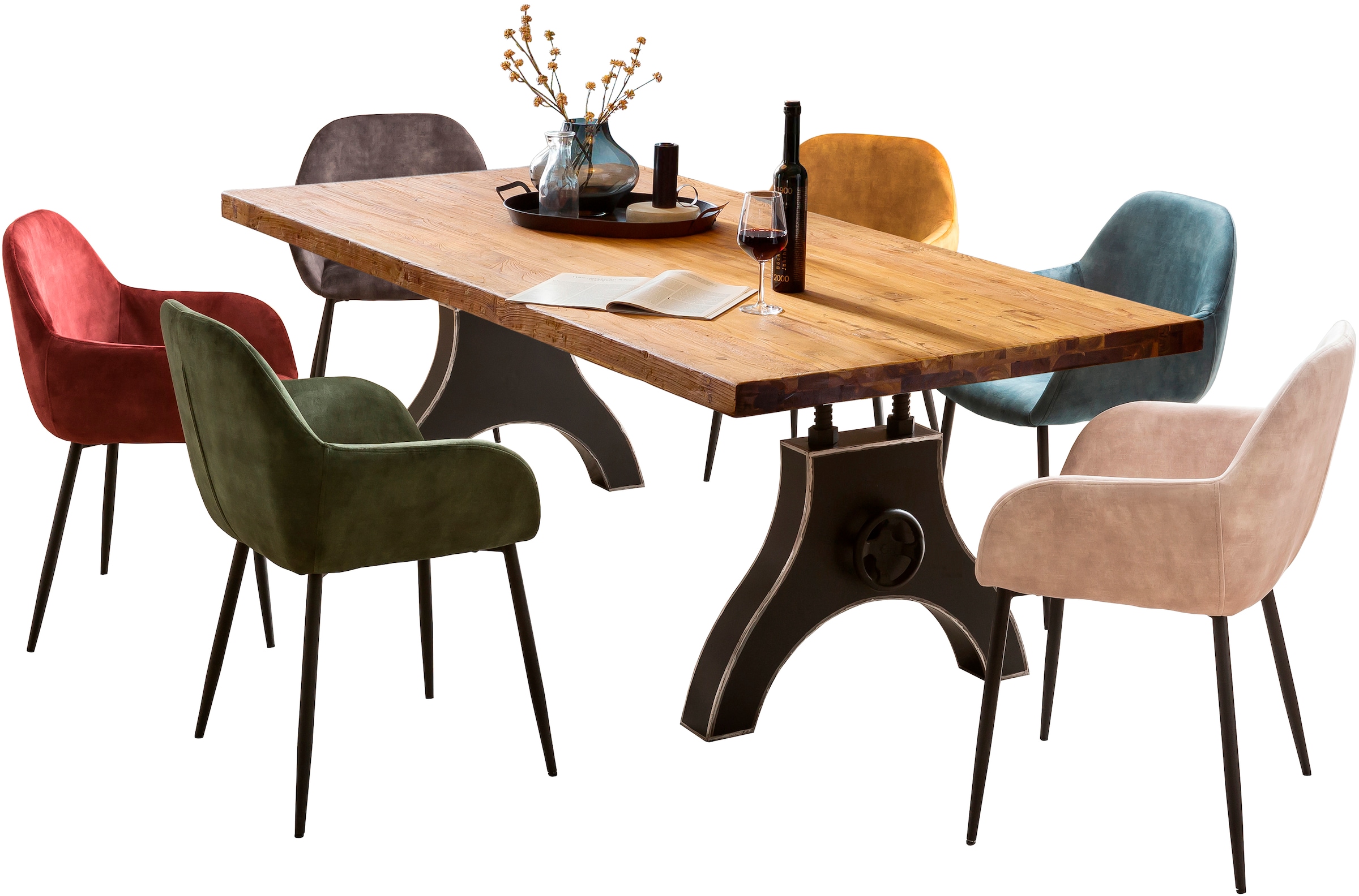 SIT Pied de table »Granville mit Dekor-Kurbelrad aus Metall – Used Look, Industrial« 1 cuis tlg. Support de plateau de table avec roue à manivelle décorative aspect usé