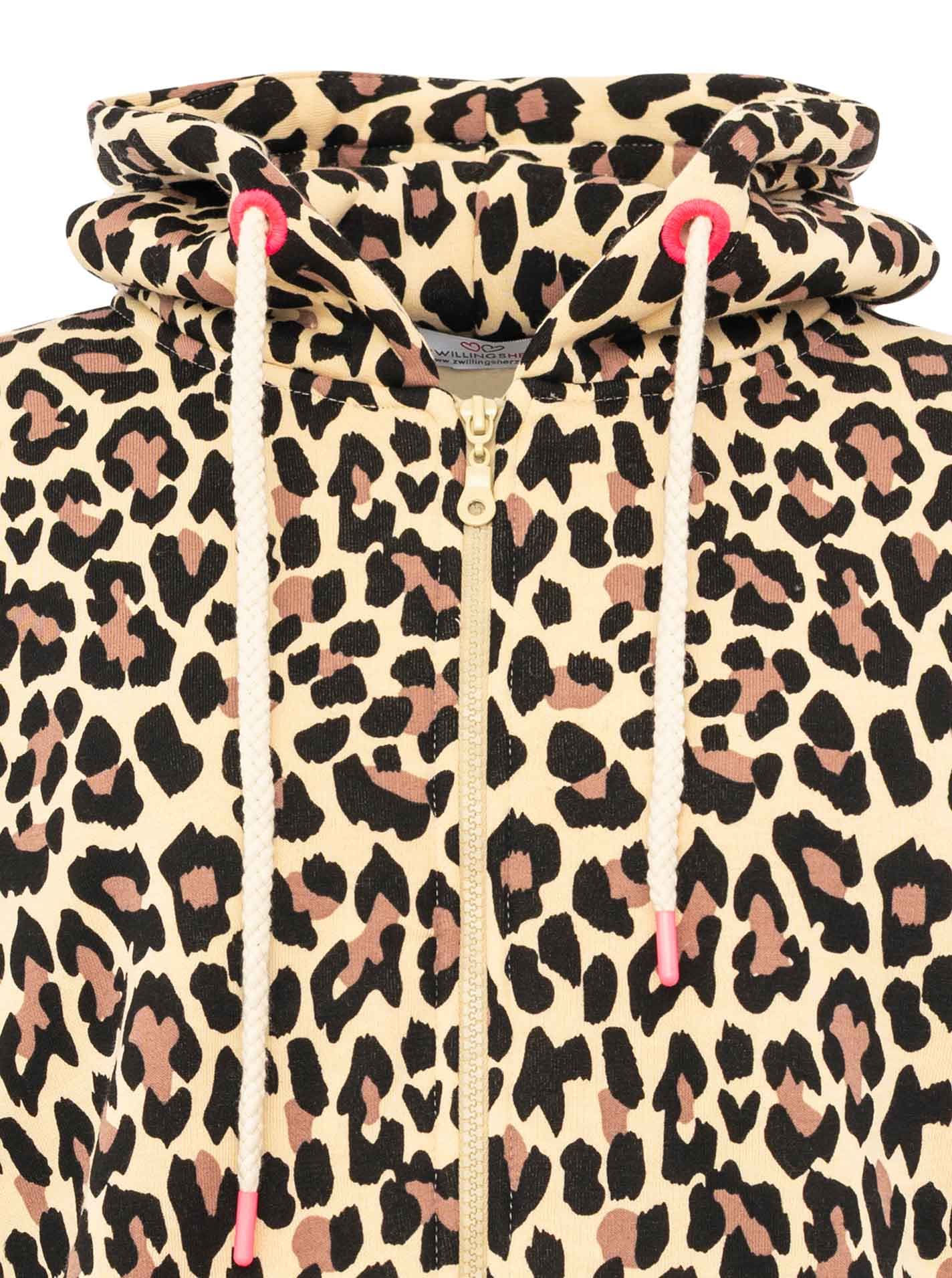 Zwillingsherz Sweat à capuche »"WILD WILD"« Motif léopard, capuche avec cordon, poignets avec imprimé WILD, fermeture éclair