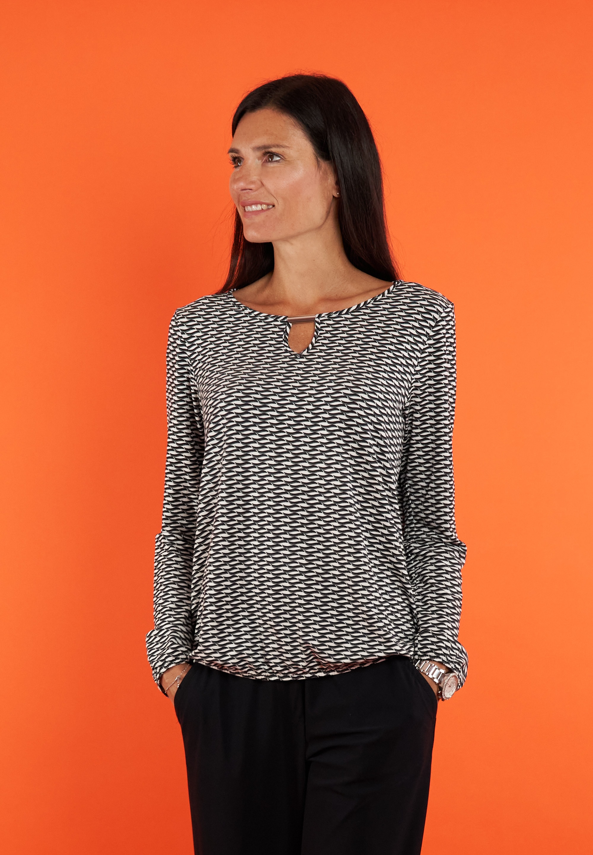 Image of Seidel Moden Langarmshirt "Exklusiv bei OTTO" mit grafischem Muster und Cut-Out - MADE IN GERMANY