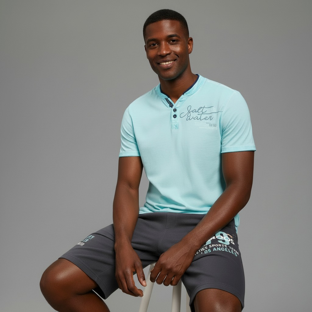 Image of KangaROOS Henleyshirt schmaler Schnitt, Halbarm, mit V-Ausschnitt und Knopfleiste