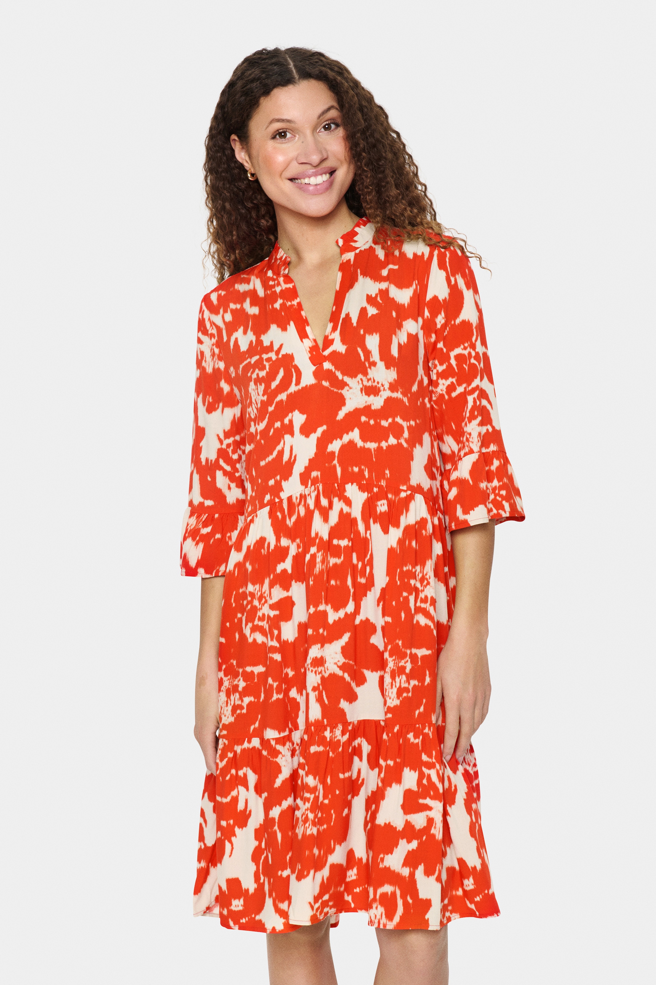 Saint Tropez Blusenkleid »EdaSZ Dress«, mit Volant und 3/4 Ärmel