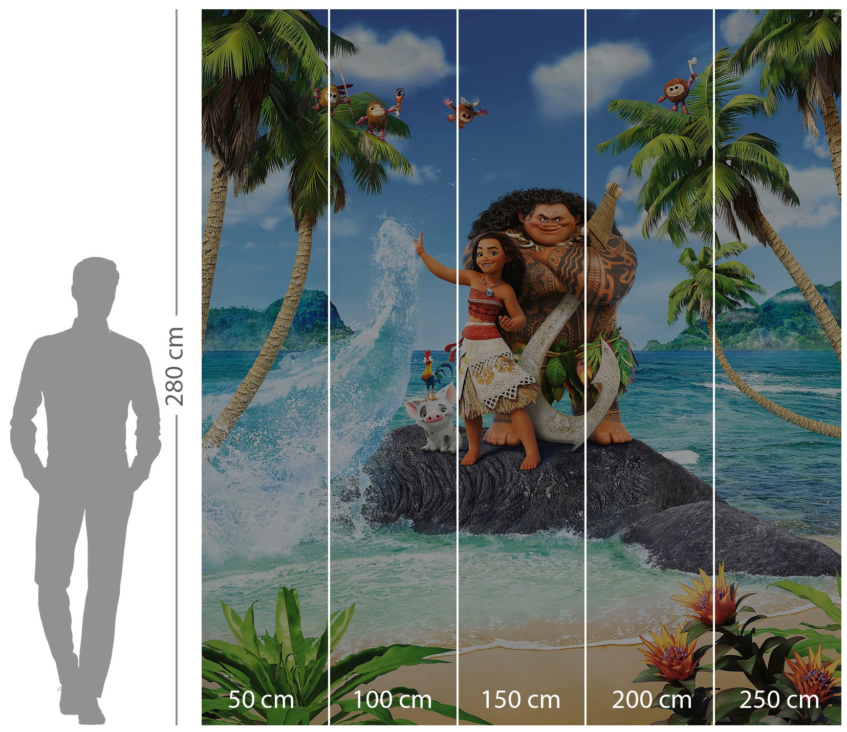 Komar Vliestapete »Digitaldruck Vlies - Moana Beach - Grösse 250 x 280 cm«, bedruckt, Kinderzimmer
