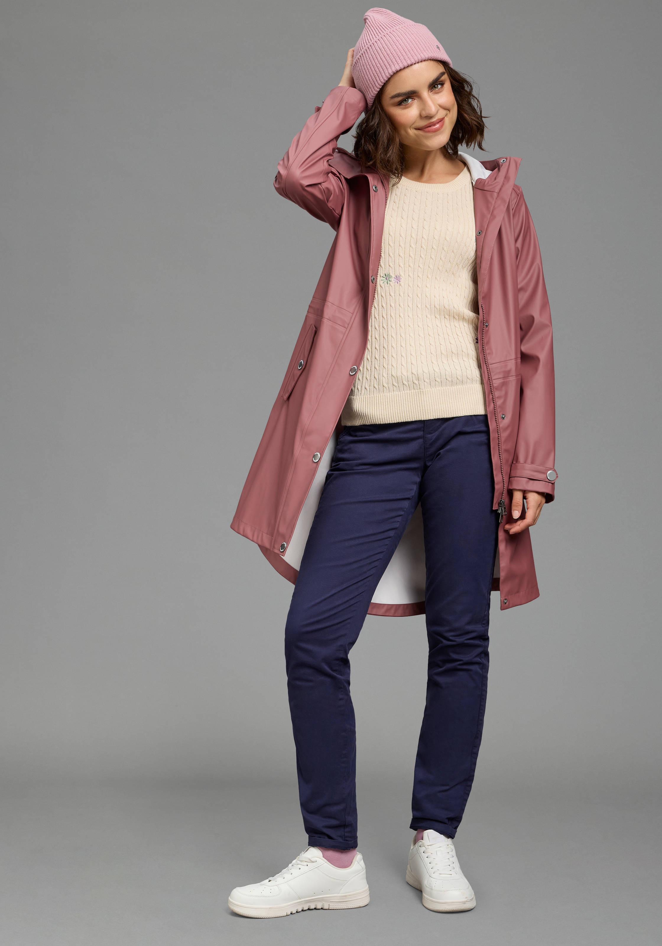 KangaROOS Pull en tricot broderie florale, coupe basique étroite, en coton