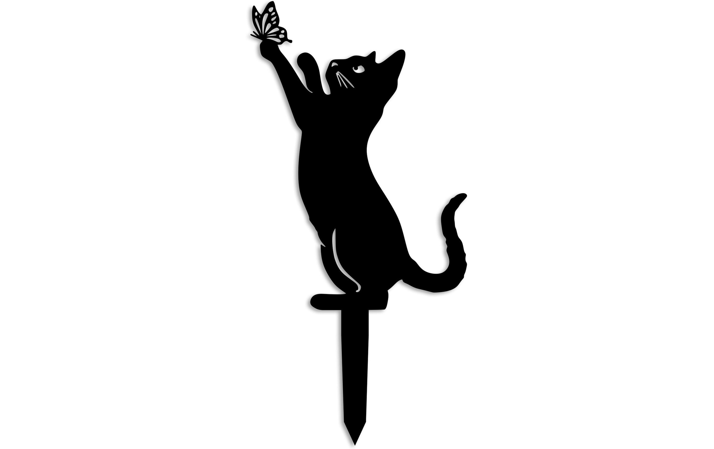 Image of Gartenfigur "Wallxpert Katze mit Schmeterling 49 x 24 cm" Zeigen realistische Details und exquisite Handwerkskunst